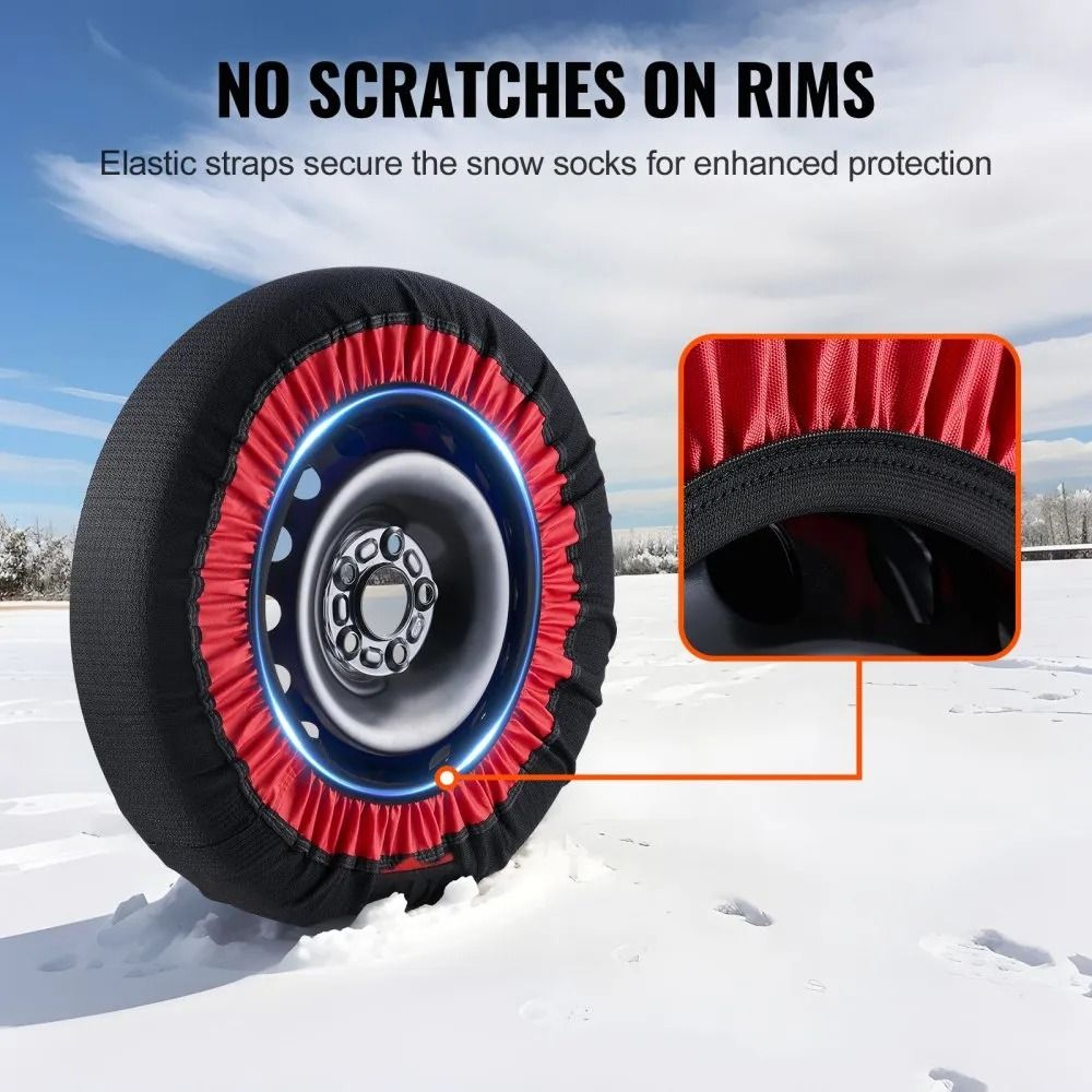 Thickened Snow Tire Socks Polyester Traction Covers With Elastic Straps Extra Large Pack Of 2 3