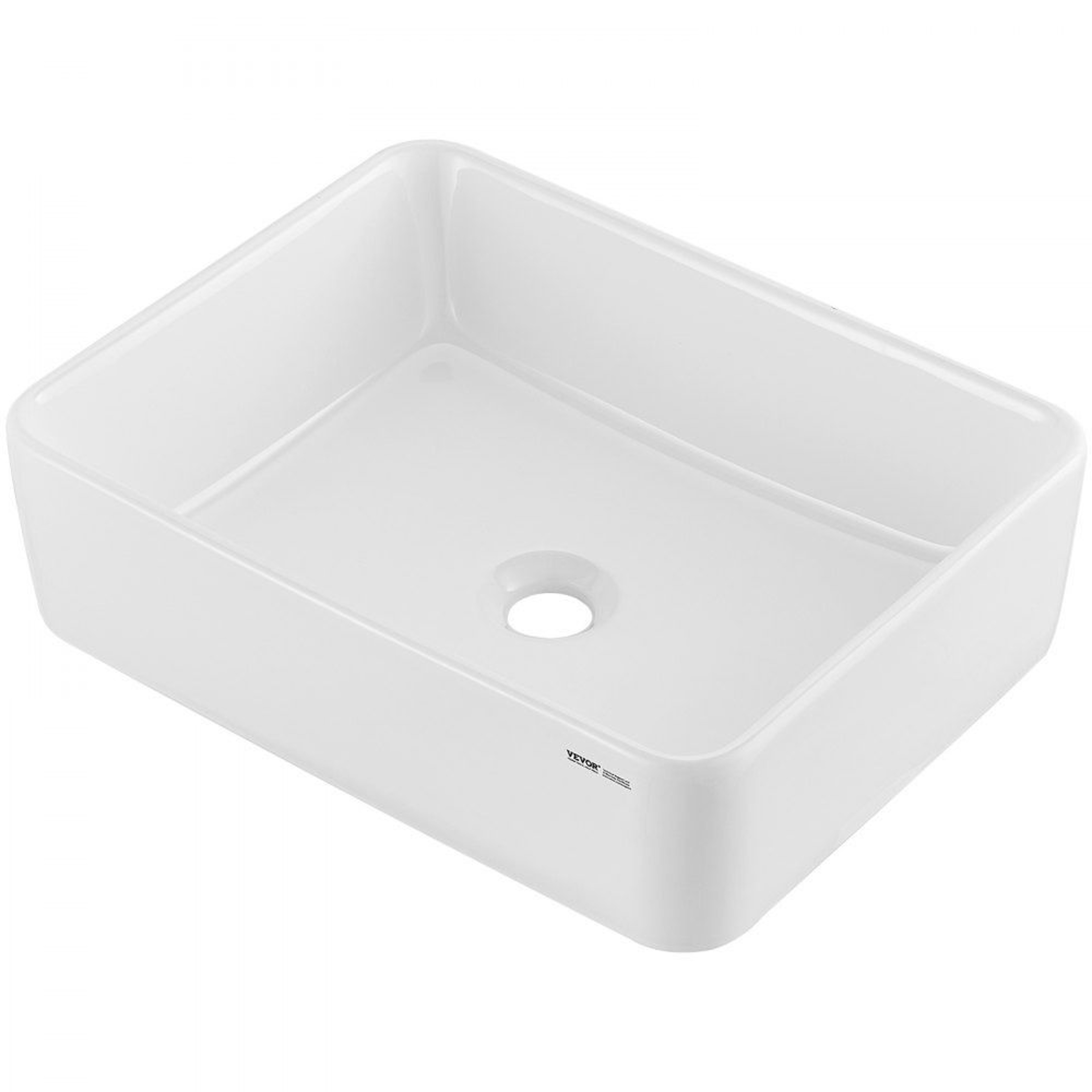 Rectangle Vessel Sink 19 Inch Ceramic Bathroom Sink Countertop White Above Counter Basin 0
