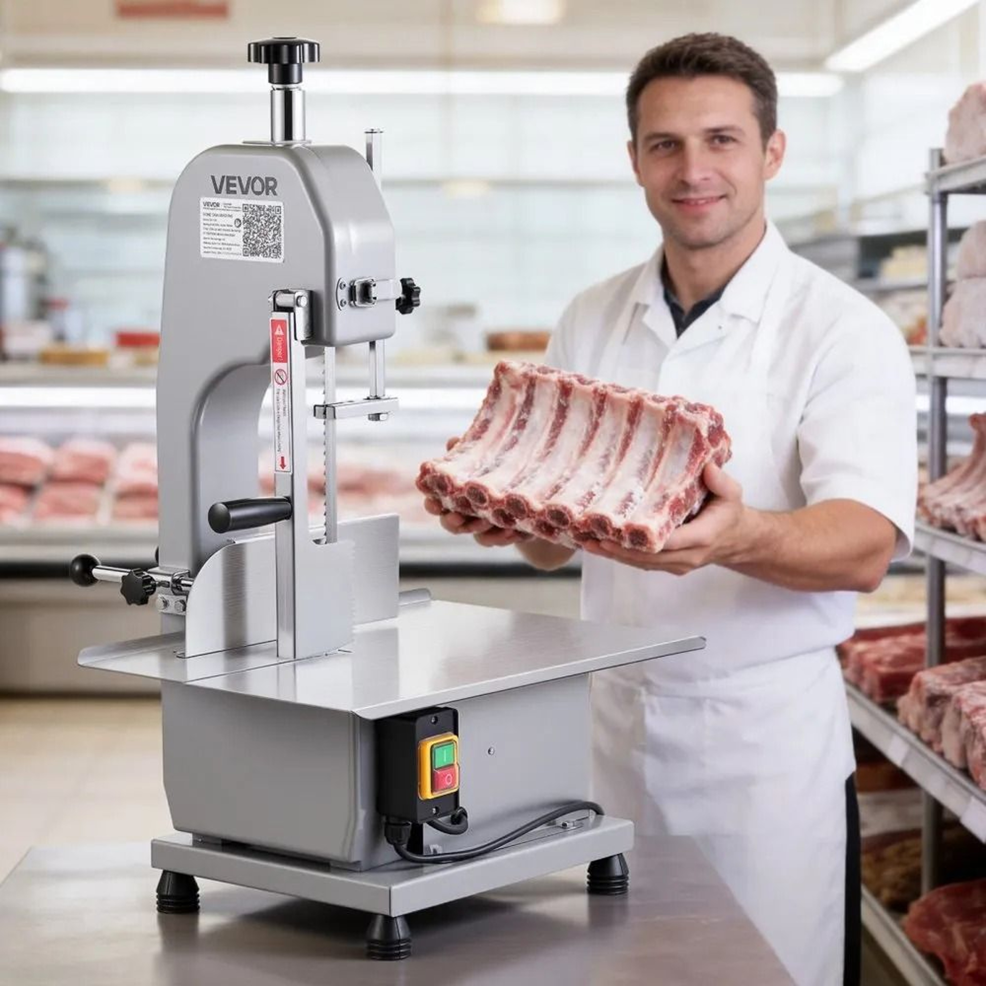Commercial Electric Meat Bandsaw 650W Stainless Steel Frozen Meat Bone Cutting Machine 6