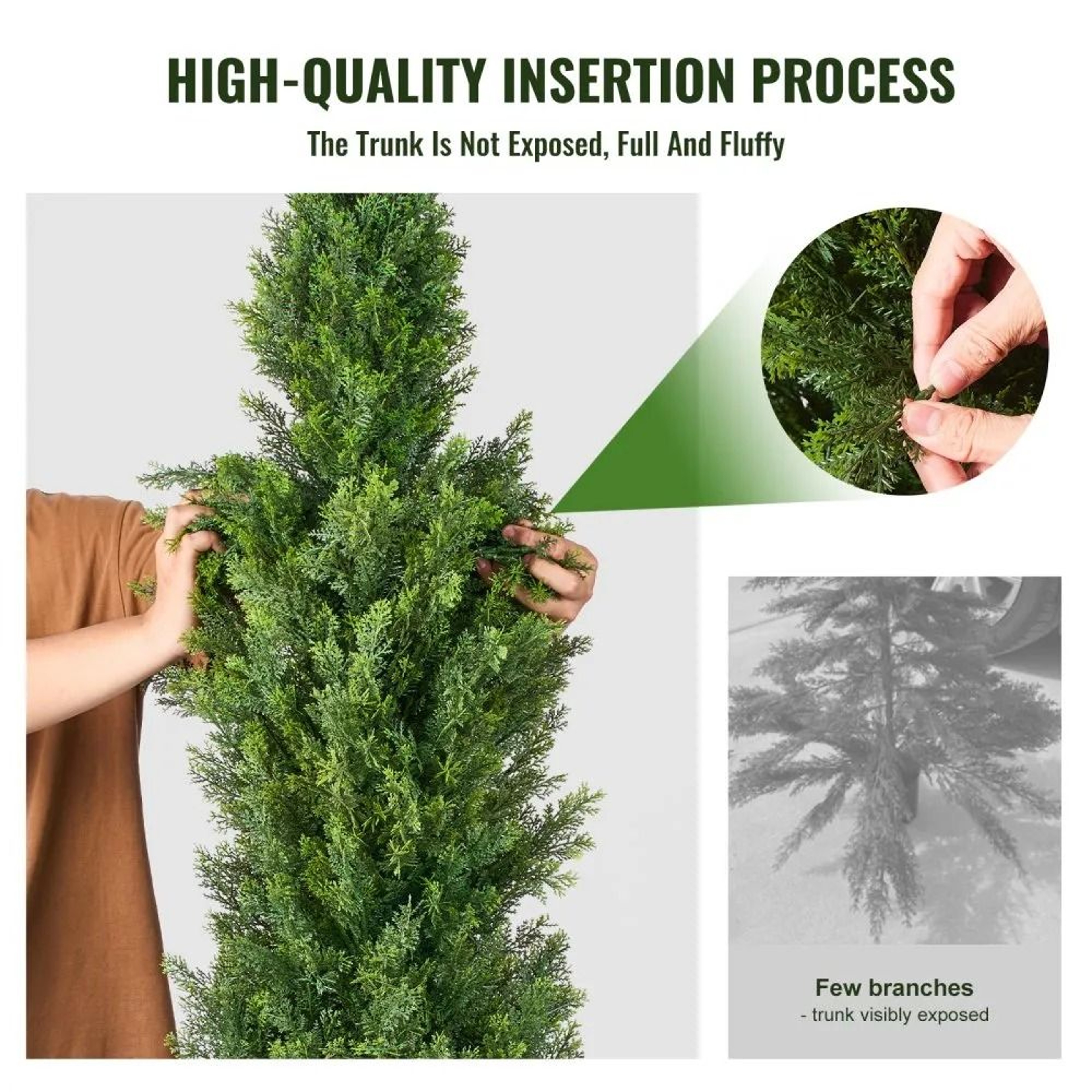 Artificial Cedar Topiary Tree 48 Inch Tall 2 Pack UV Rated Faux Evergreen Plant With Pots 5