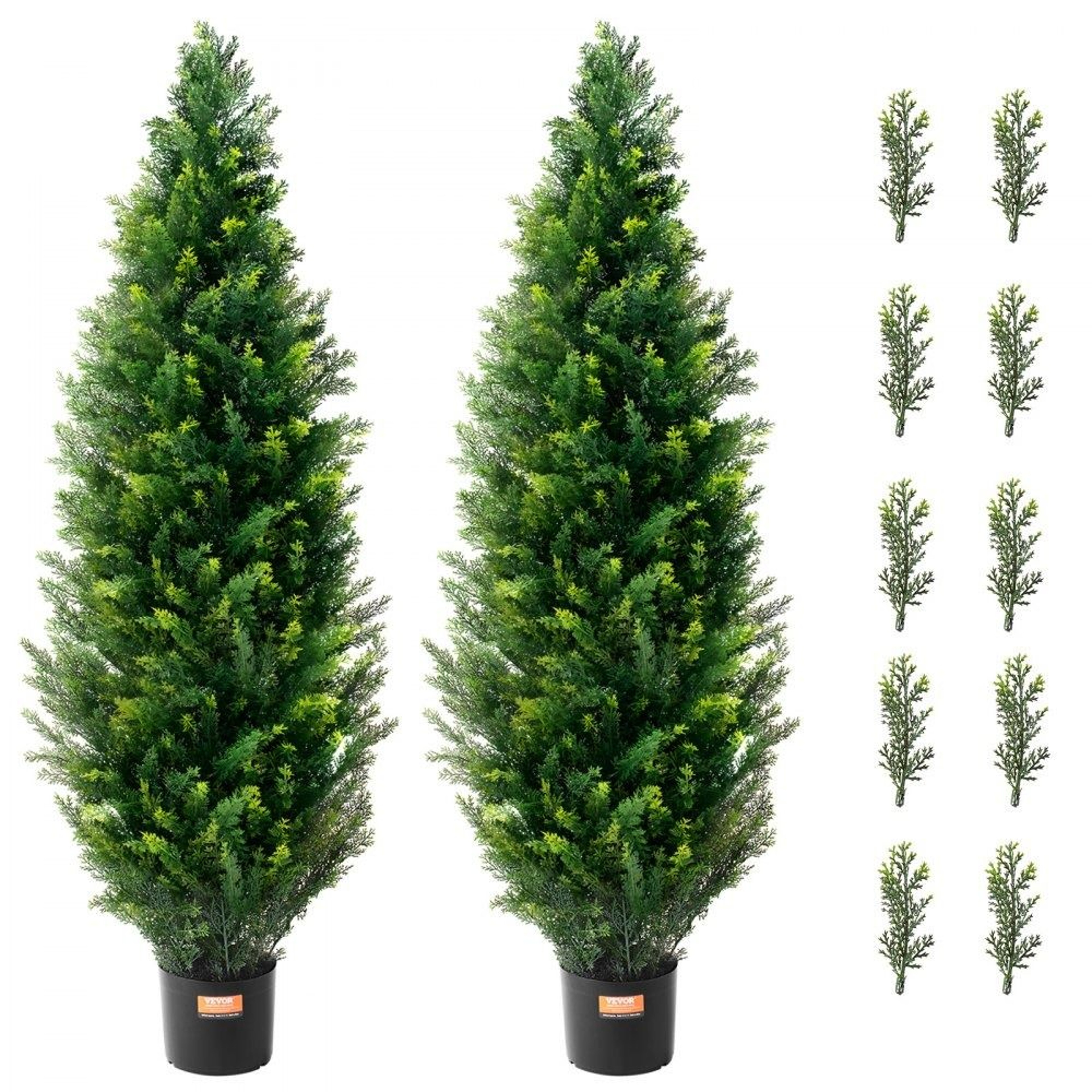 Artificial Cedar Topiary Tree 48 Inch Tall 2 Pack UV Rated Faux Evergreen Plant With Pots 0