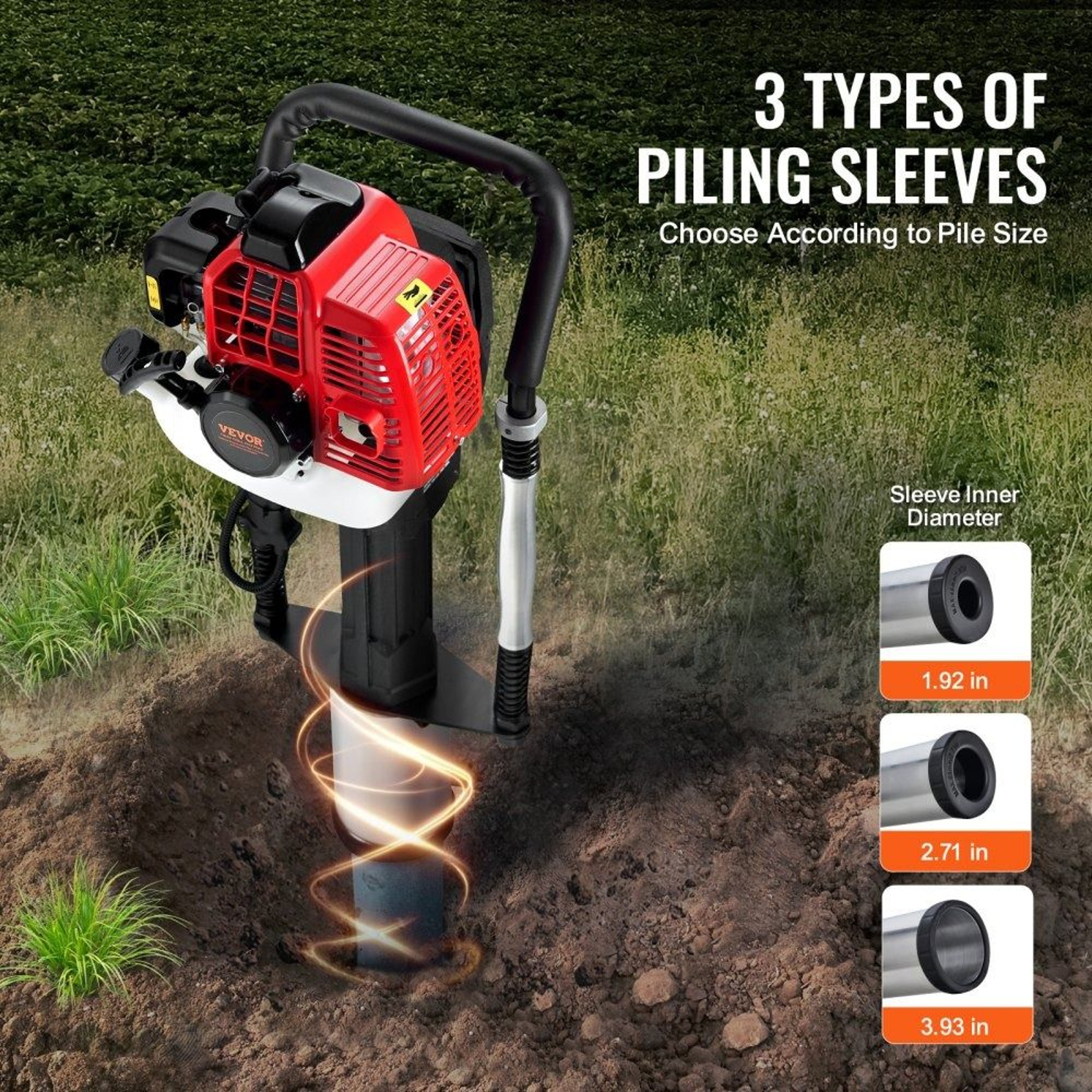 52cc Gas Powered T Post Driver 2 Stroke Fence Piling Pounder With 3 Driving Sleeves 5