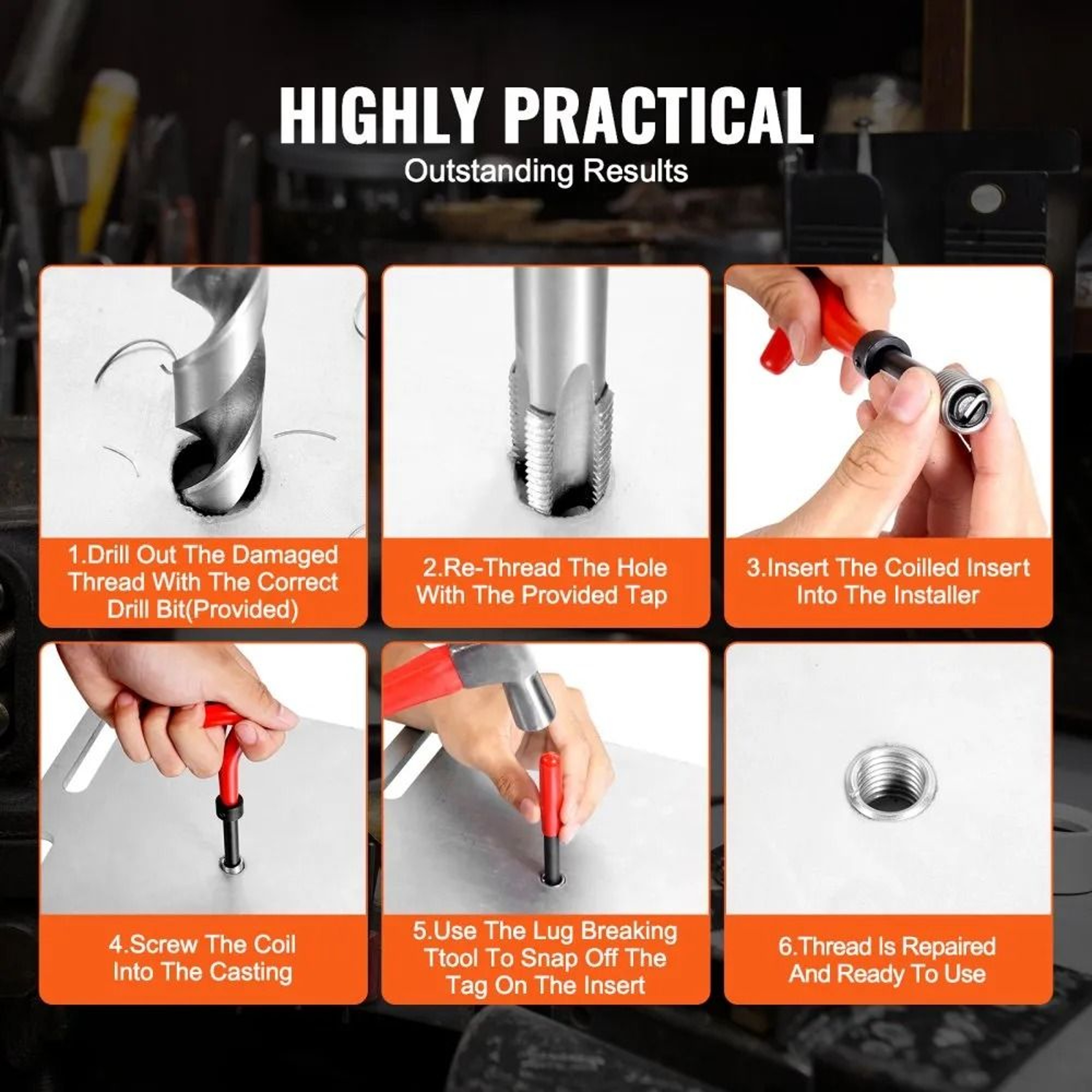 166 Piece Metric Helicoil Thread Repair Kit With HSS Drill Bits And Stainless Steel Inserts 5