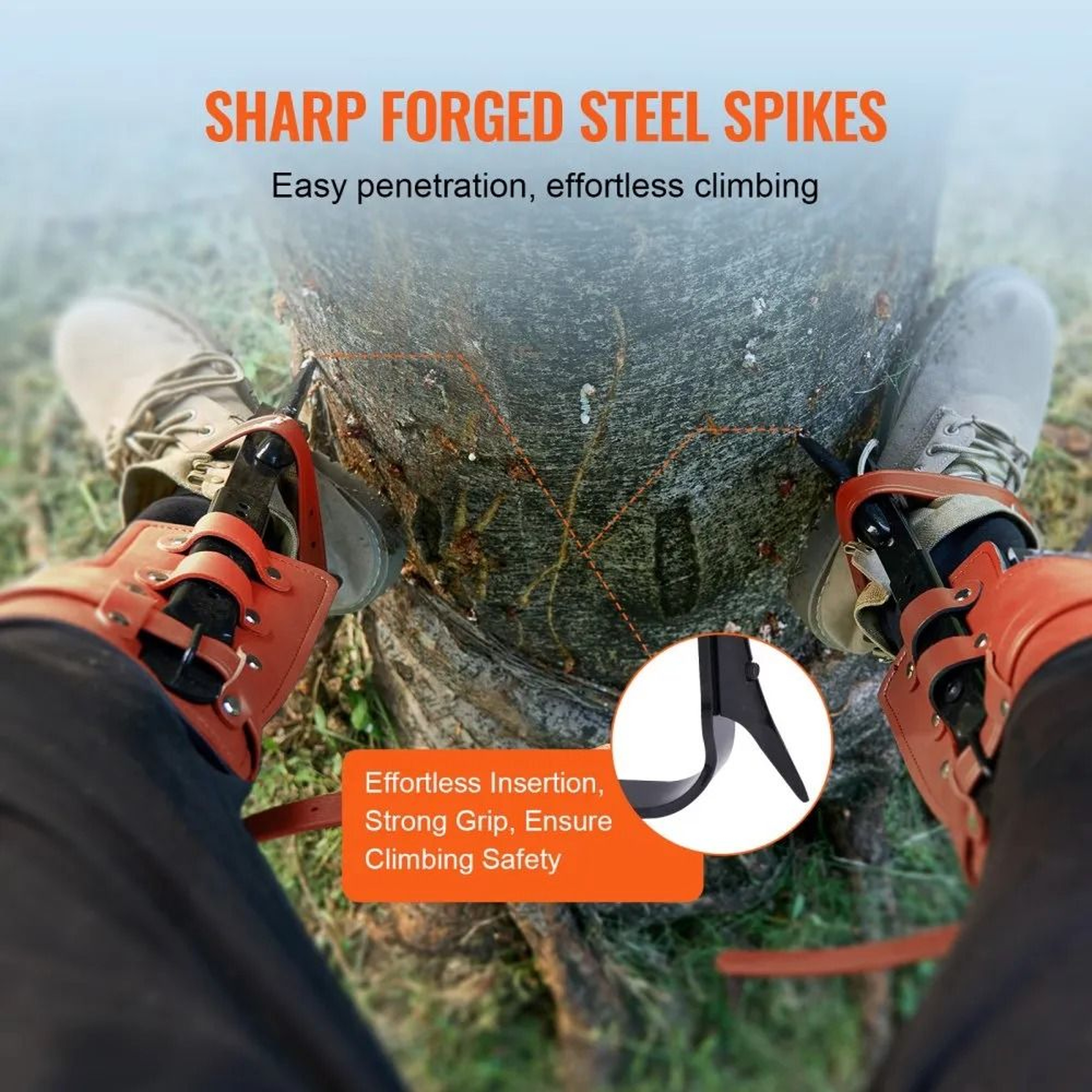 Alloy Steel Tree Climbing Spikes With Adjustable Spurs And Safety Straps 1