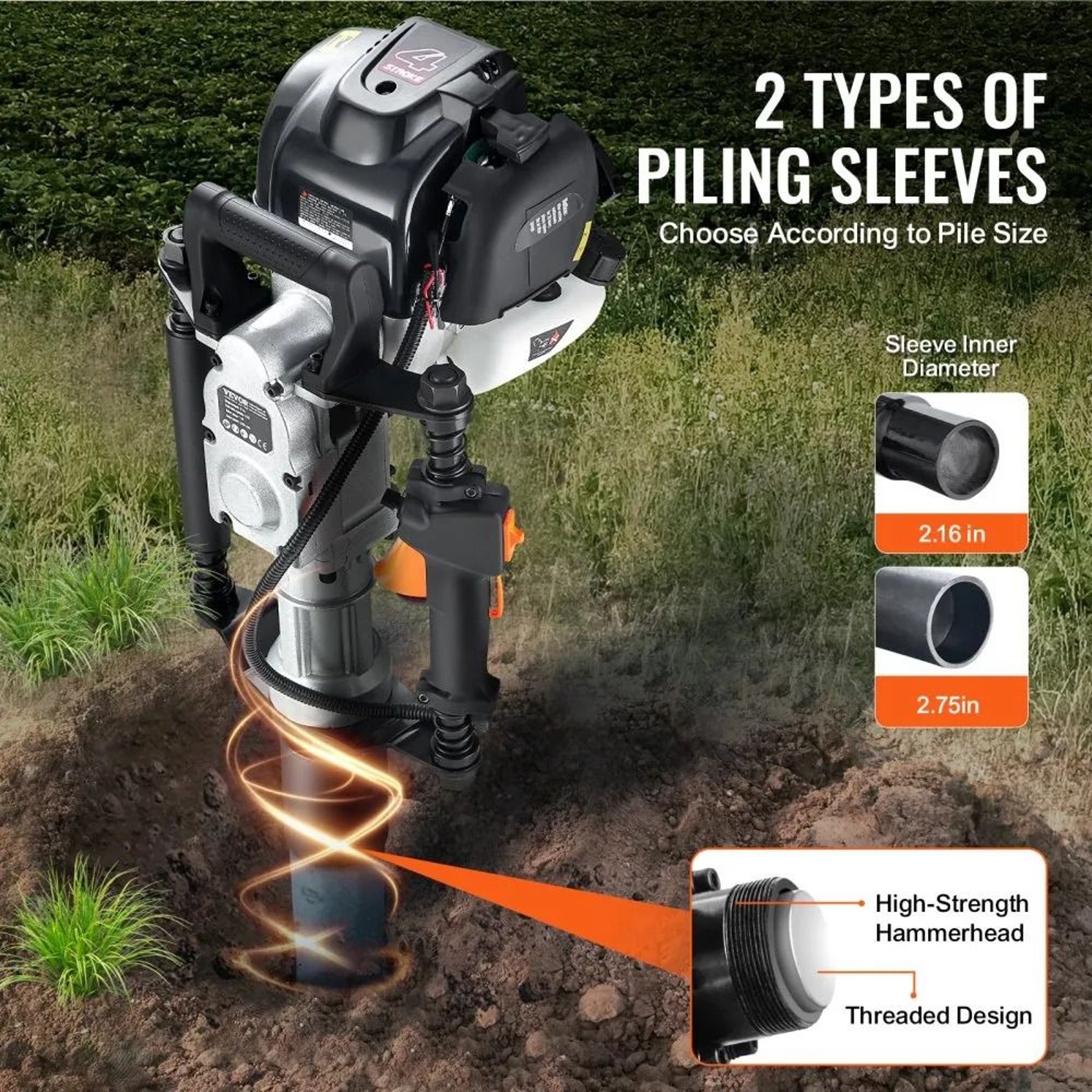Gas Powered T Post Driver 377cc 4 Stroke Fence Post Pounder With 55mm And 70mm Sleeves 4
