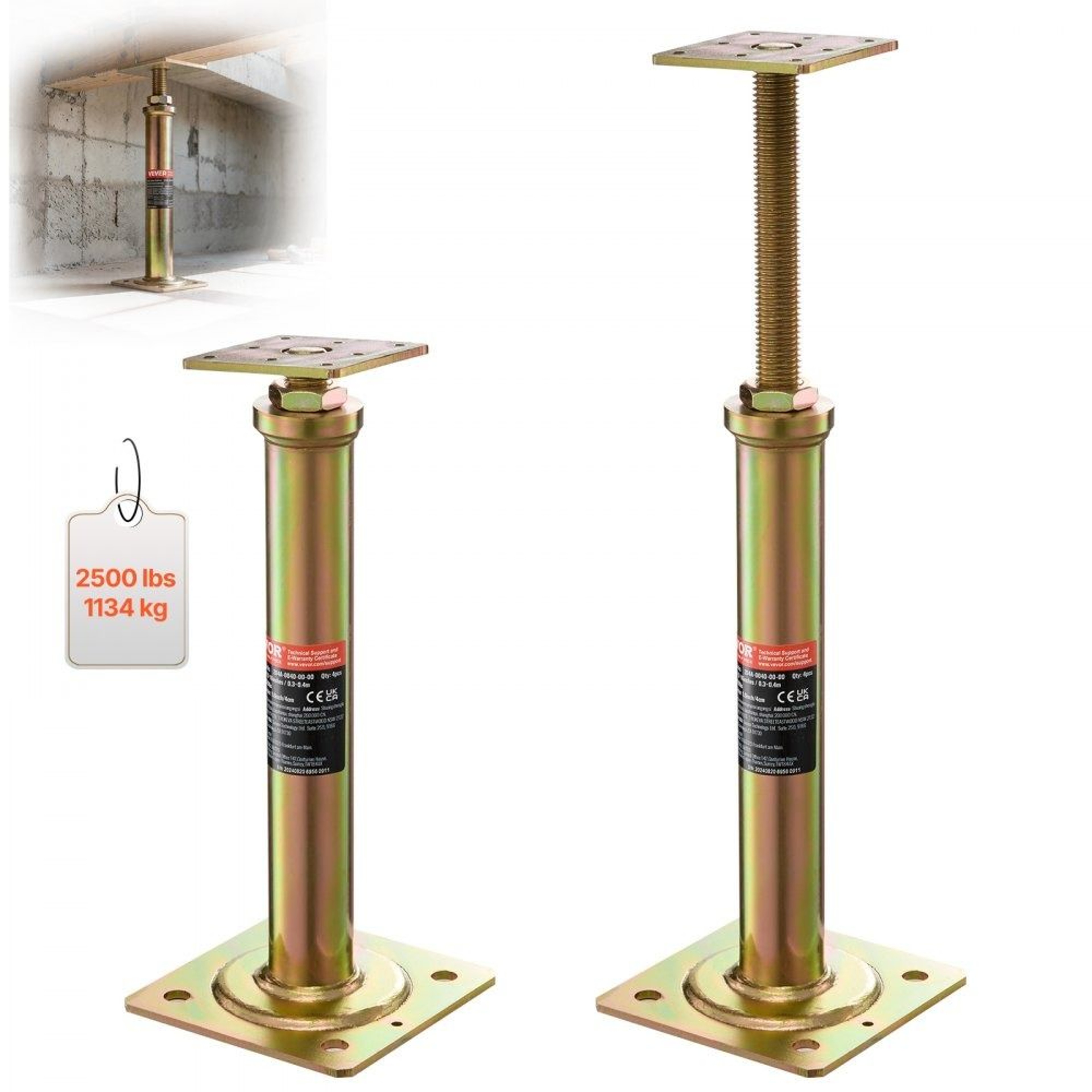 Adjustable House Floor Jacks 4 Pack 2500 Lb Capacity 116 To 16 Inch Support Posts 0