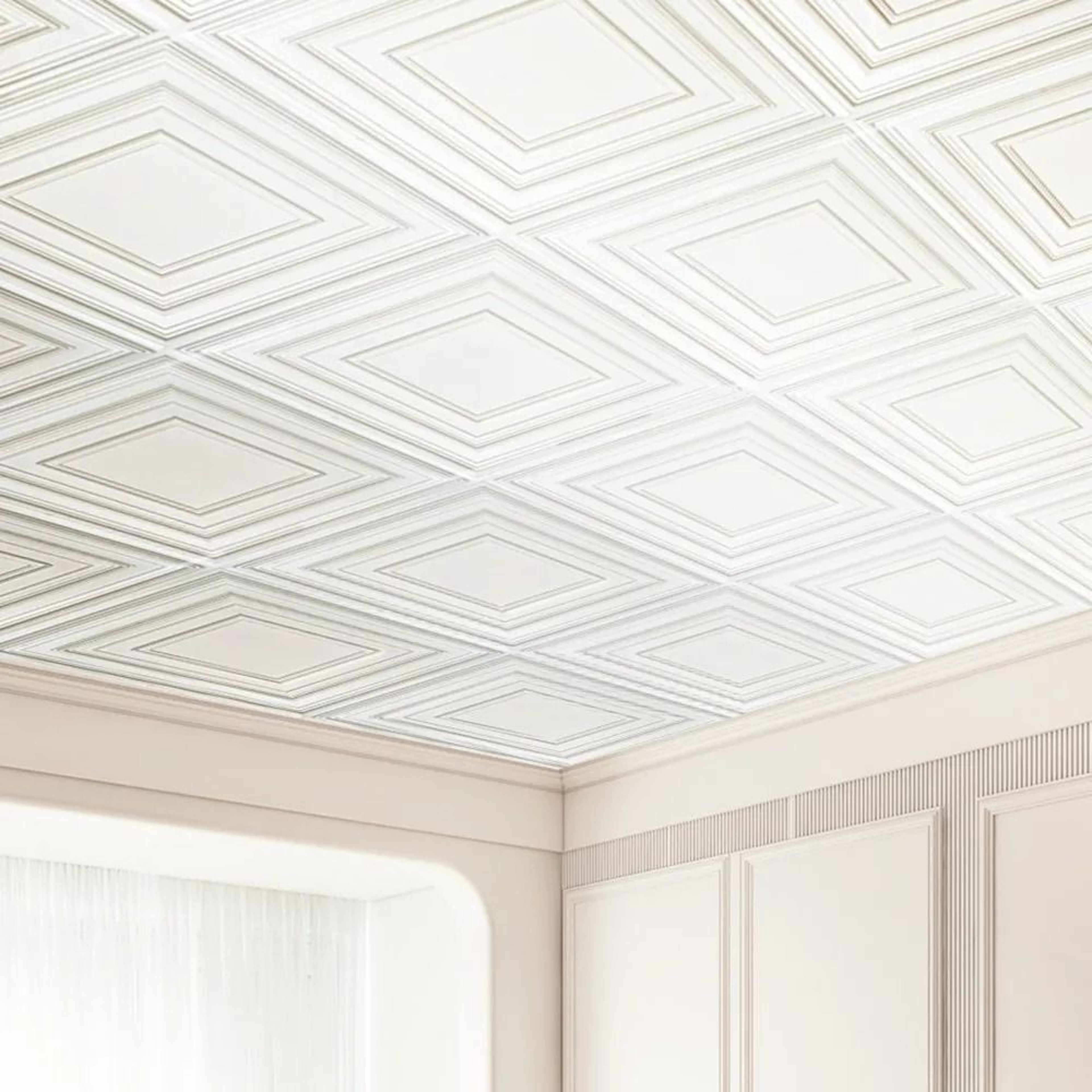 PVC Drop Ceiling Tiles 24 X 24 Inch White Peg Pattern 12 Pack 6