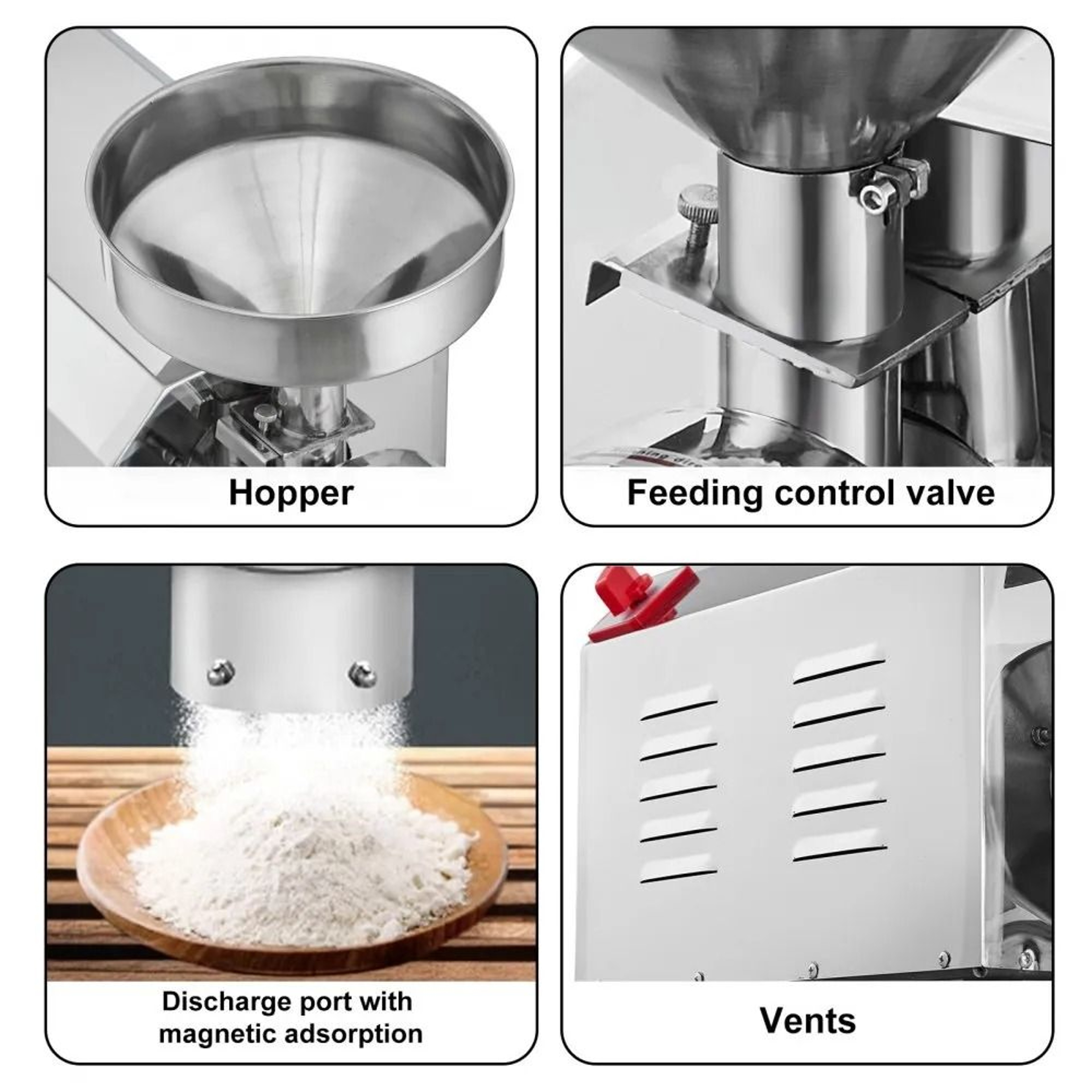 Commercial Grain Grinder 2200W Stainless Steel Mill With Adjustable 0 To 50 Mesh Fineness 4