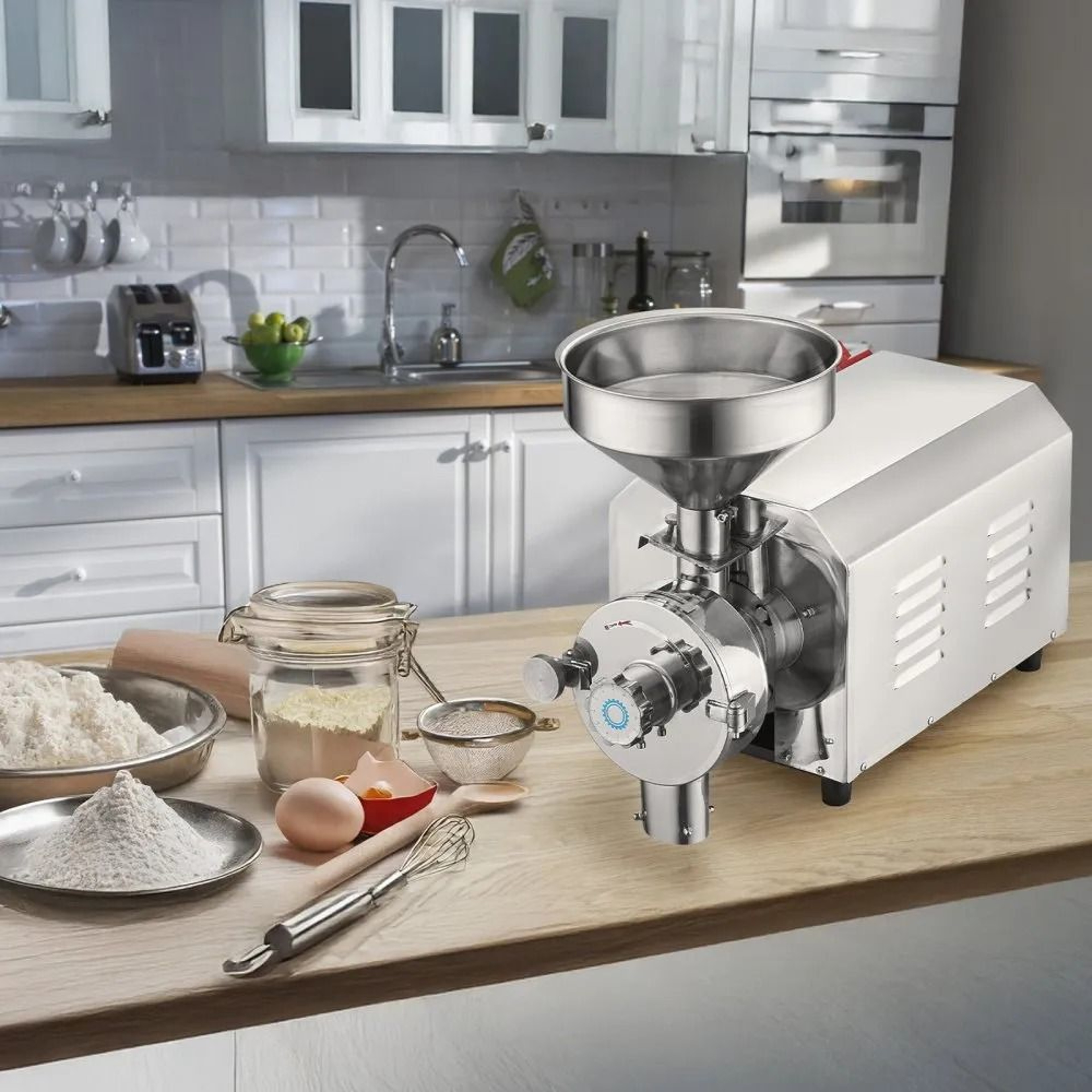 Commercial Grain Grinder 2200W Stainless Steel Mill With Adjustable 0 To 50 Mesh Fineness 6