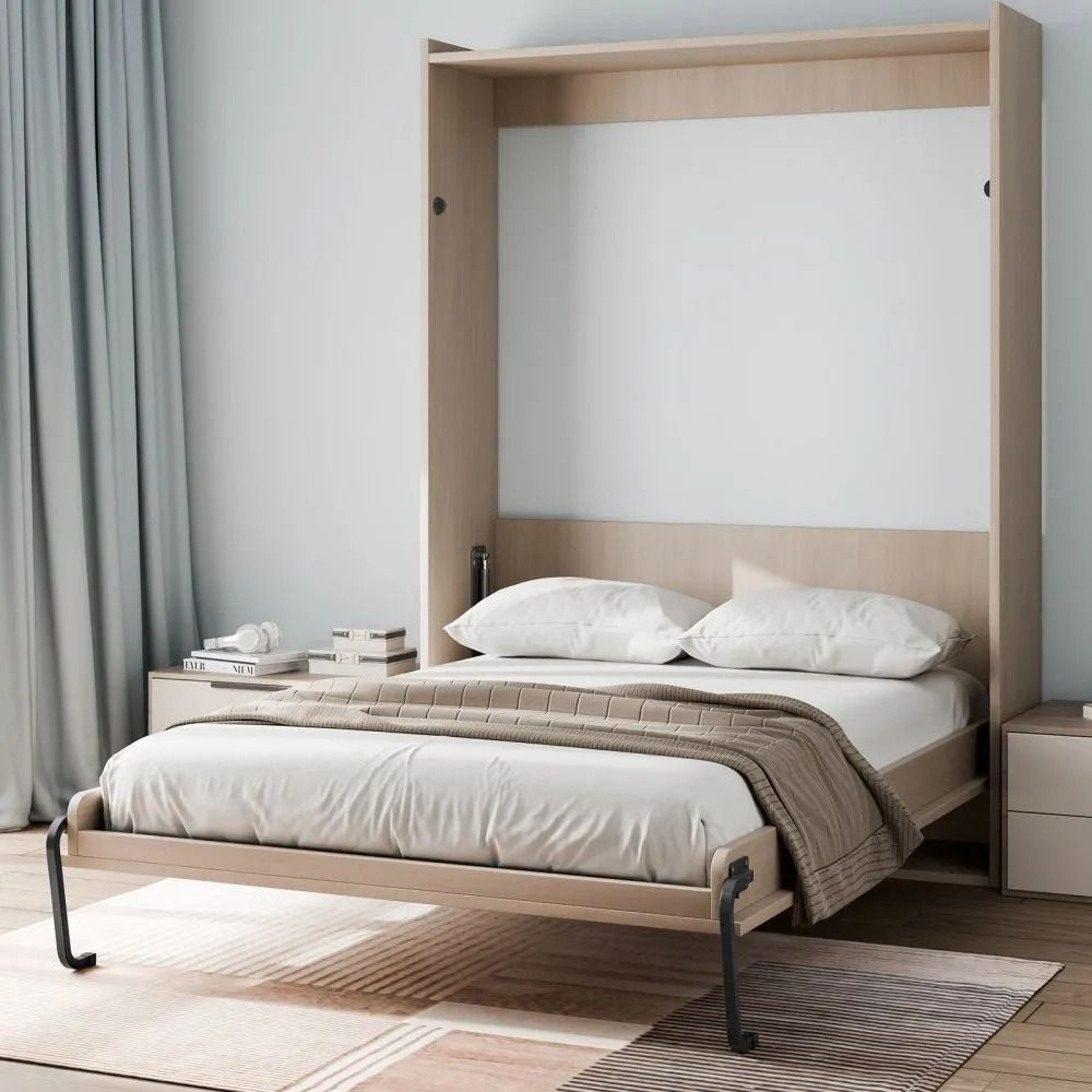 Queen Size Murphy Bed Kit Vertical Deluxe Wall Bed Hardware Kit With Gas Struts And Heavy Duty Supp 6