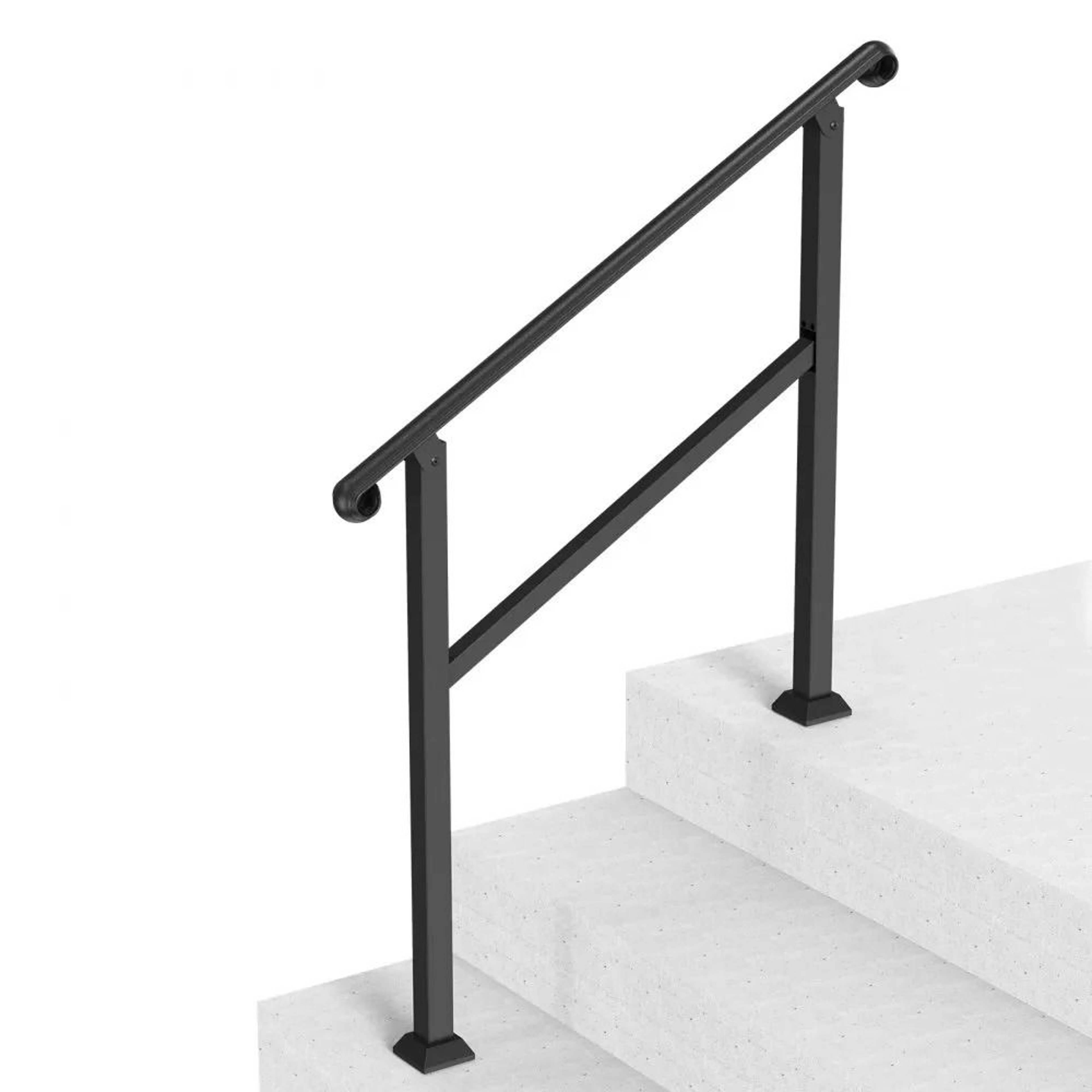 Outdoor Stair Handrail For 2 To 3 Steps Adjustable Carbon Steel Porch Railing Kit 7