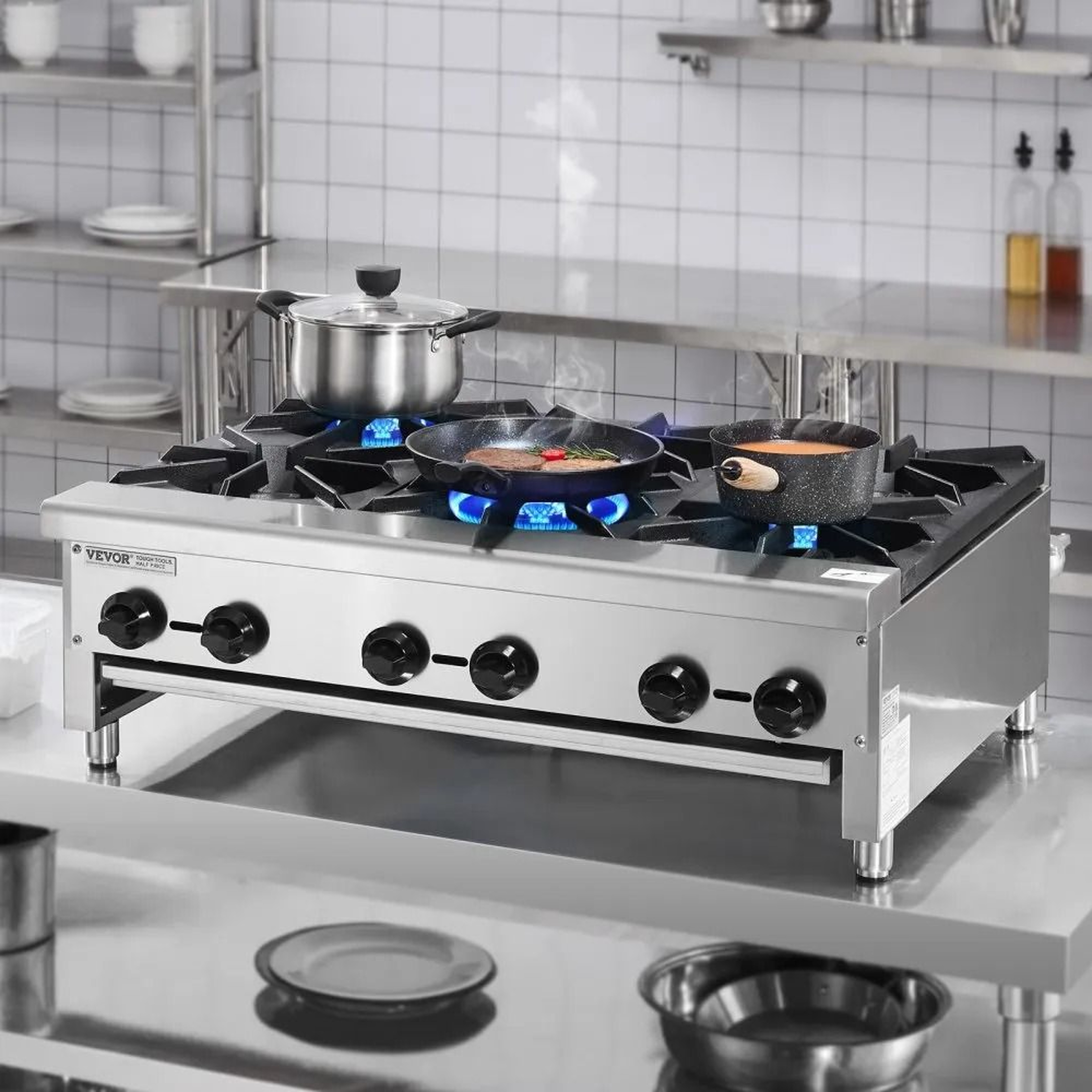 Commercial Gas Stove 6 Burner 168000 BTU Stainless Steel Natural Gas And Propane Range 6