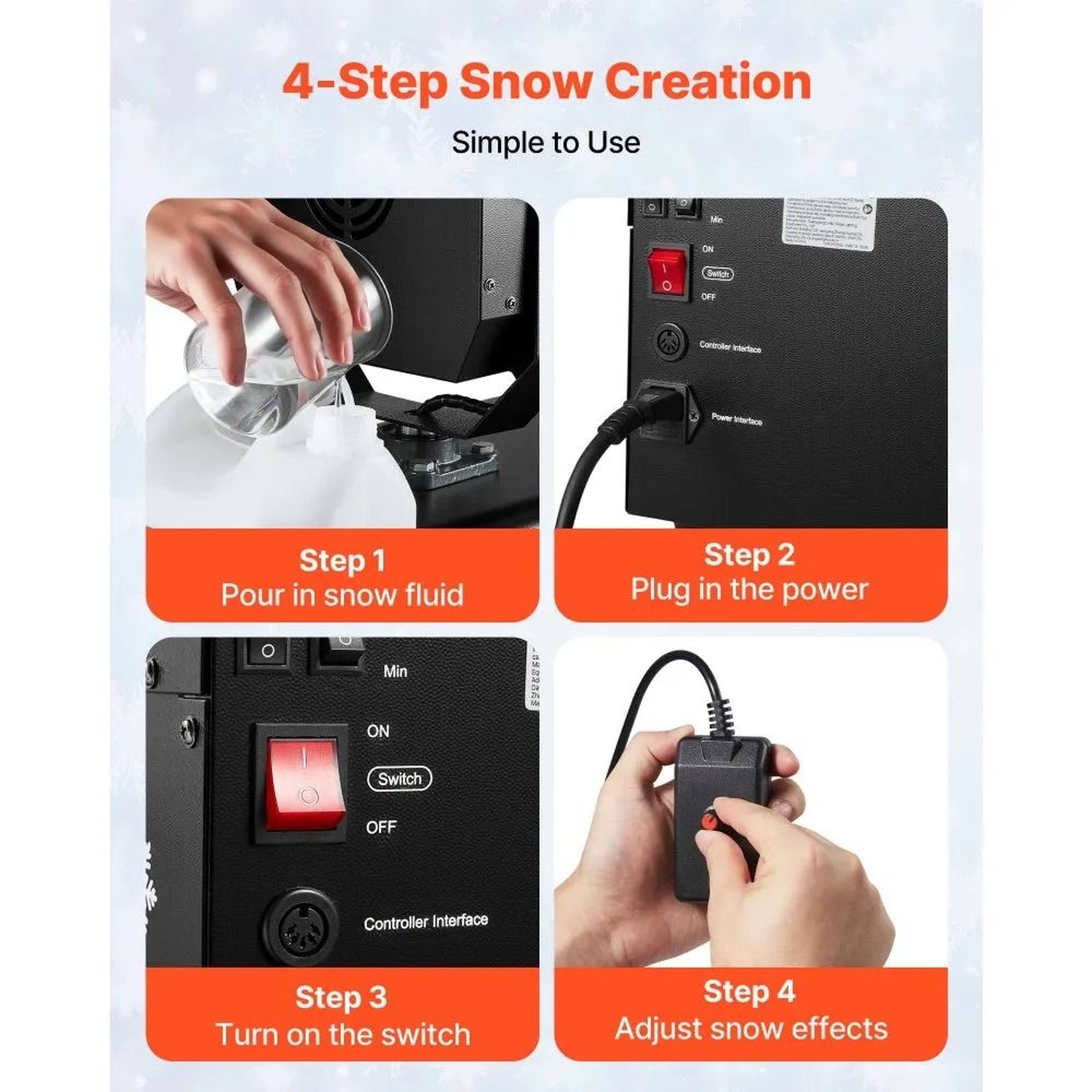 2000W Snow Machine With 90 Degree Oscillation 5L Tank And Remote Controls 6