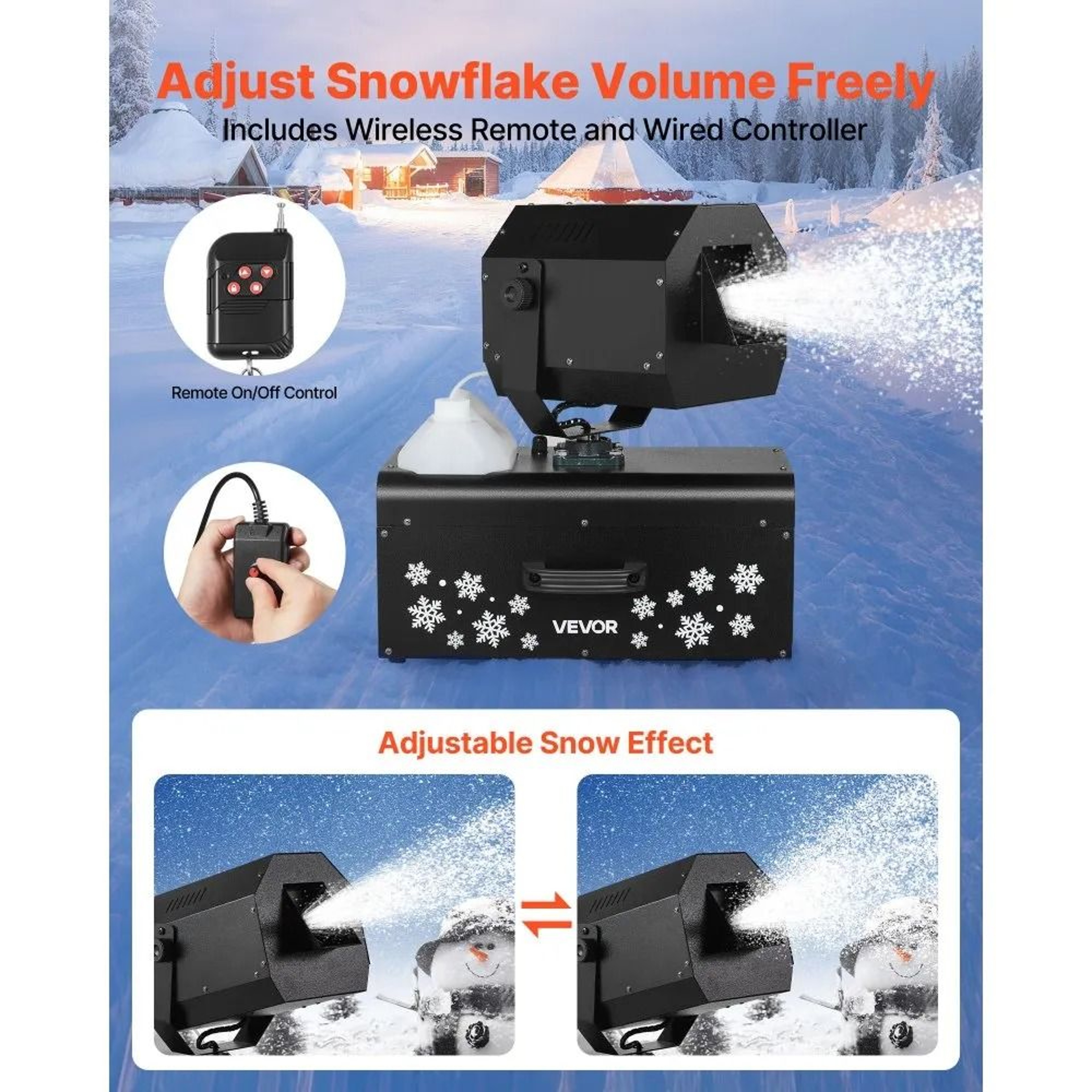 2000W Snow Machine With 90 Degree Oscillation 5L Tank And Remote Controls 3