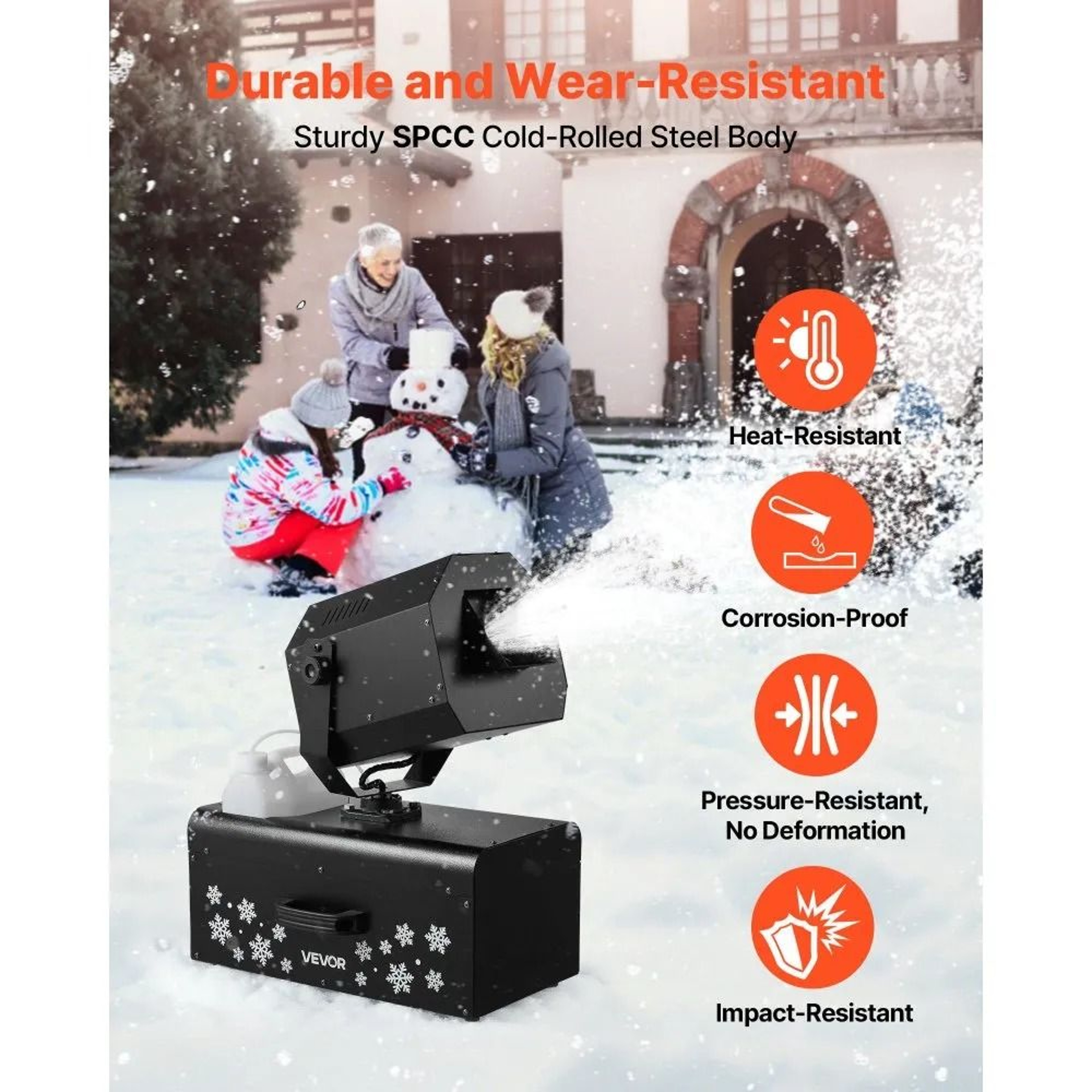 2000W Snow Machine With 90 Degree Oscillation 5L Tank And Remote Controls 2