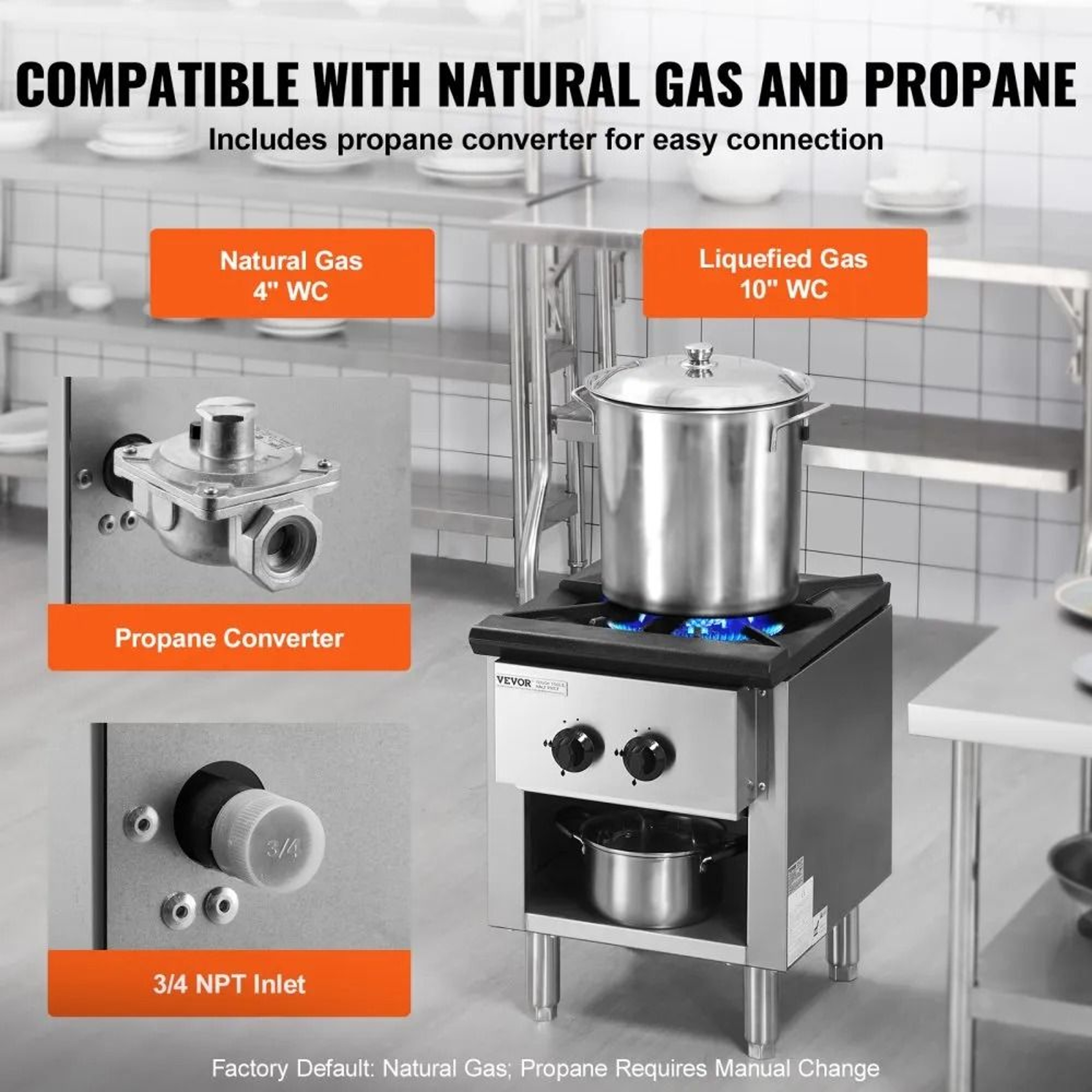 Commercial Gas Stove With Cabinet 90000 BTU Stainless Steel Single Burner Range 2