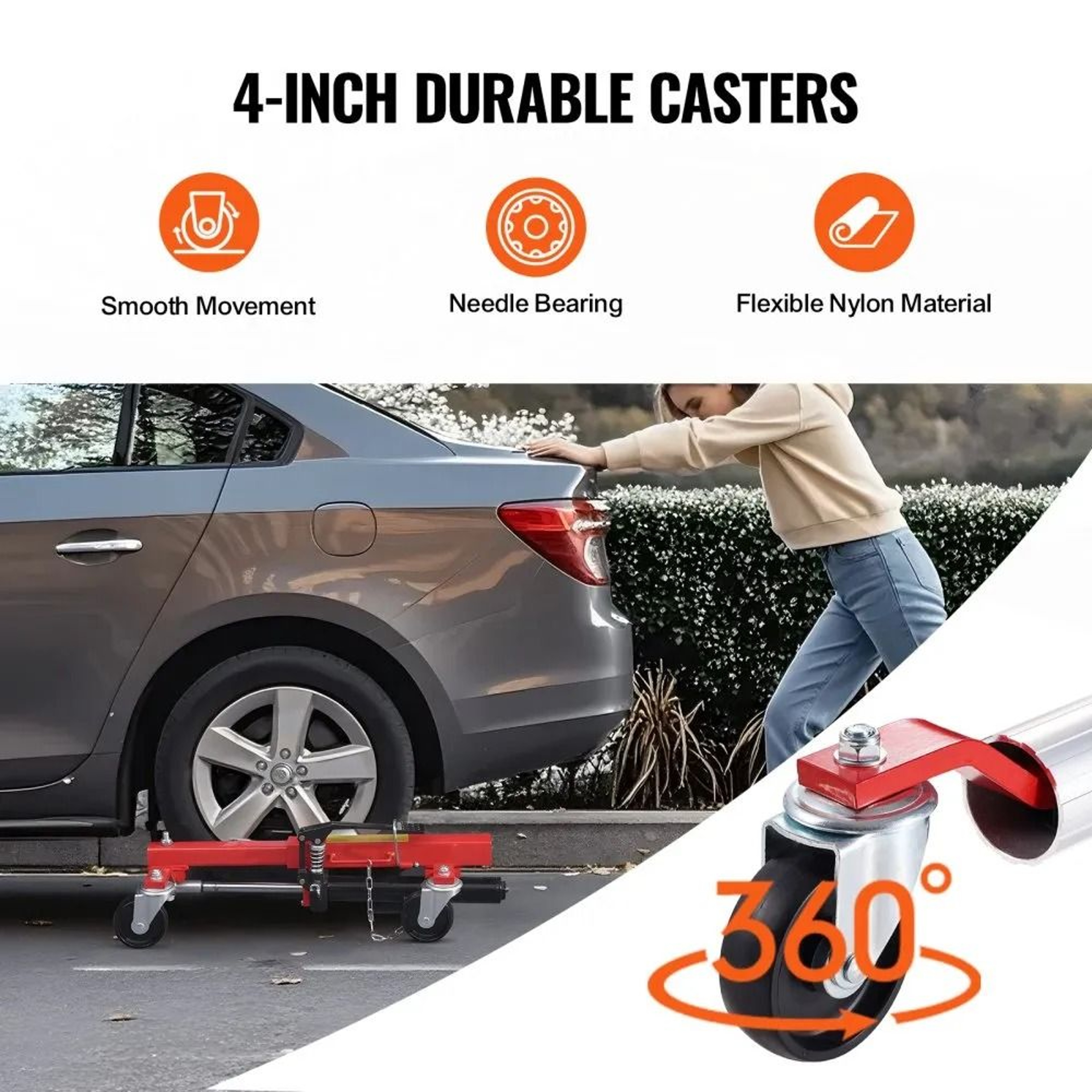 1500 Lb Hydraulic Wheel Dolly With 360 Degree Swivel Casters For Vehicle Positioning 2