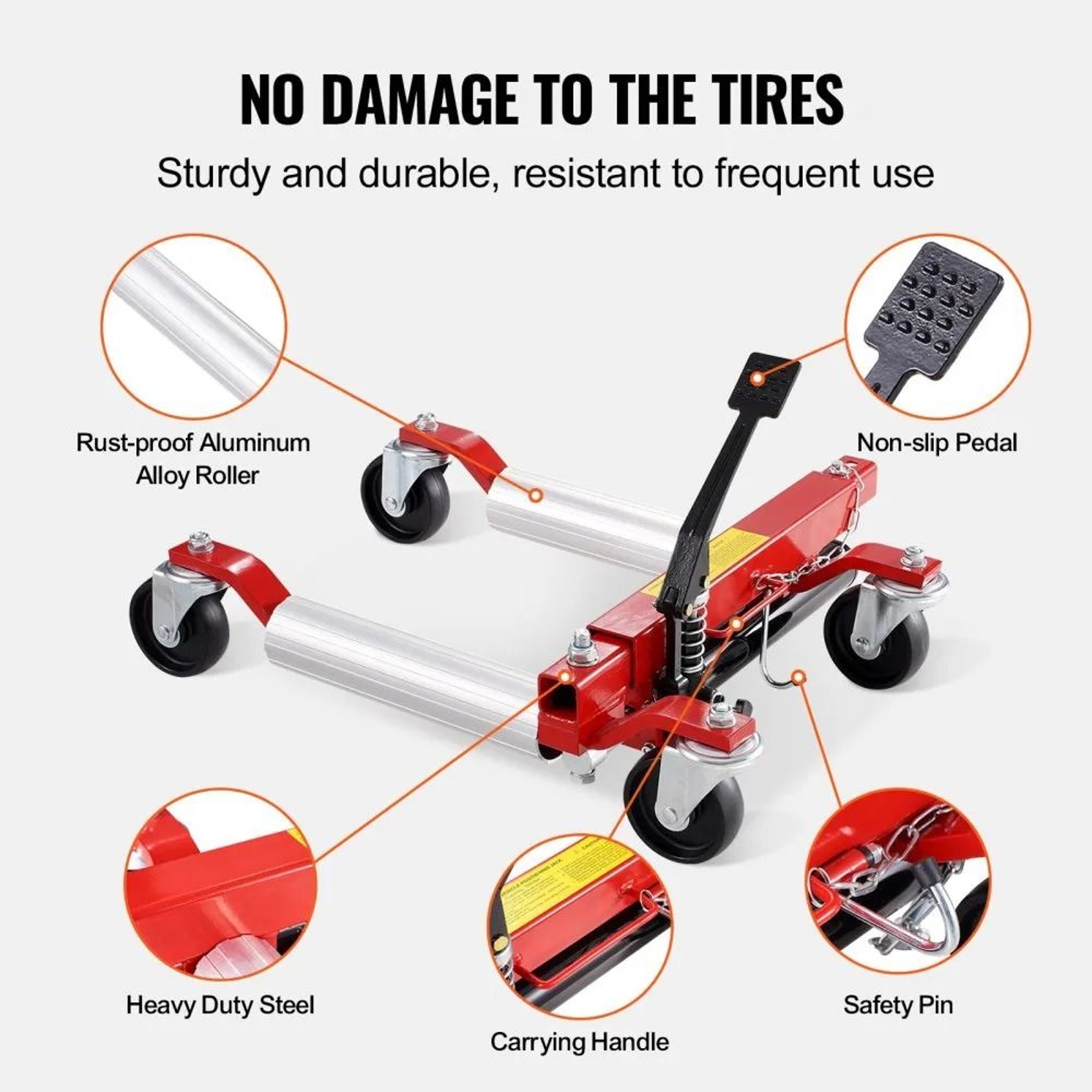 1500 Lb Hydraulic Wheel Dolly With 360 Degree Swivel Casters For Vehicle Positioning 5