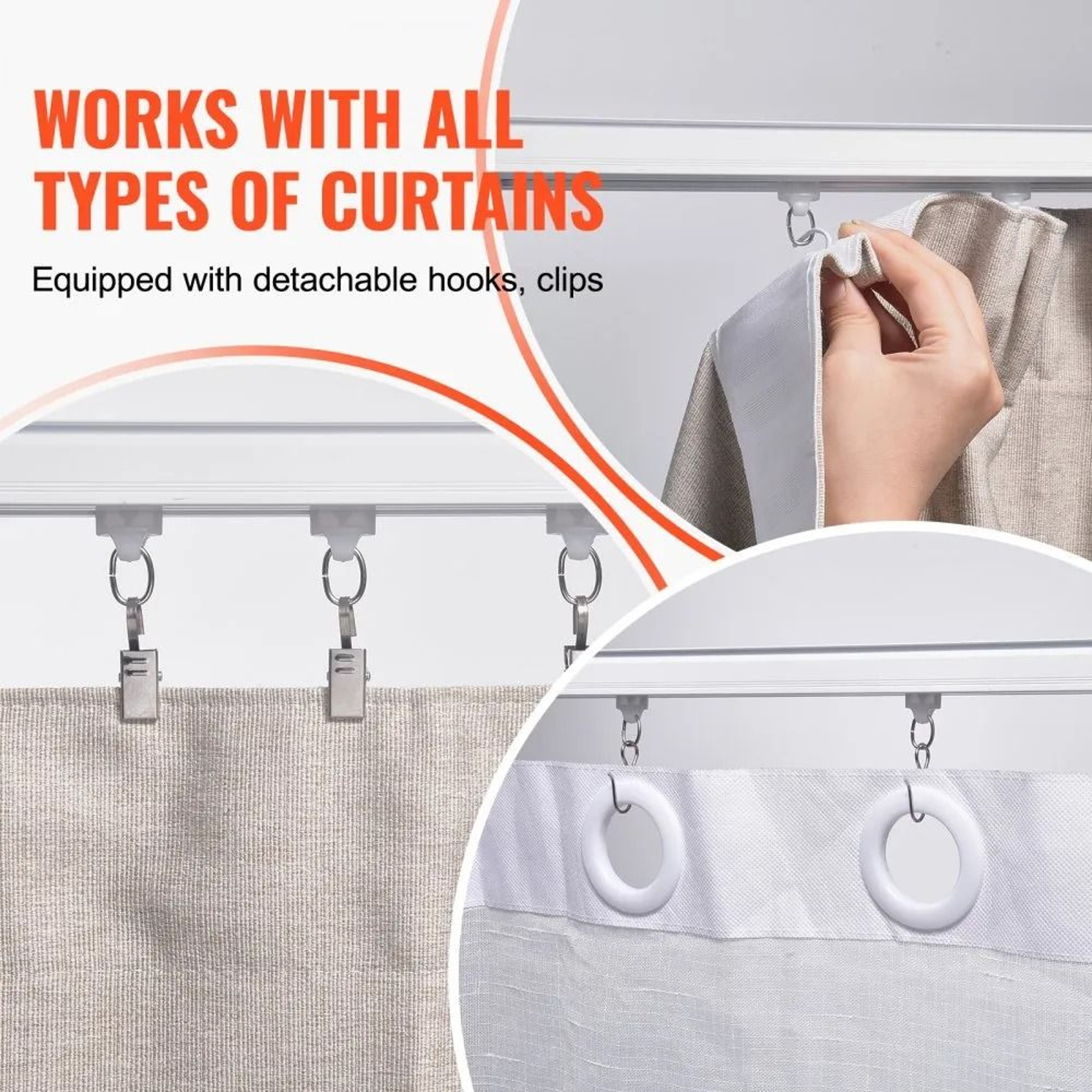 Ceiling Curtain Track Set 118 FT Aluminum Alloy Sliding Curtain Track System 2