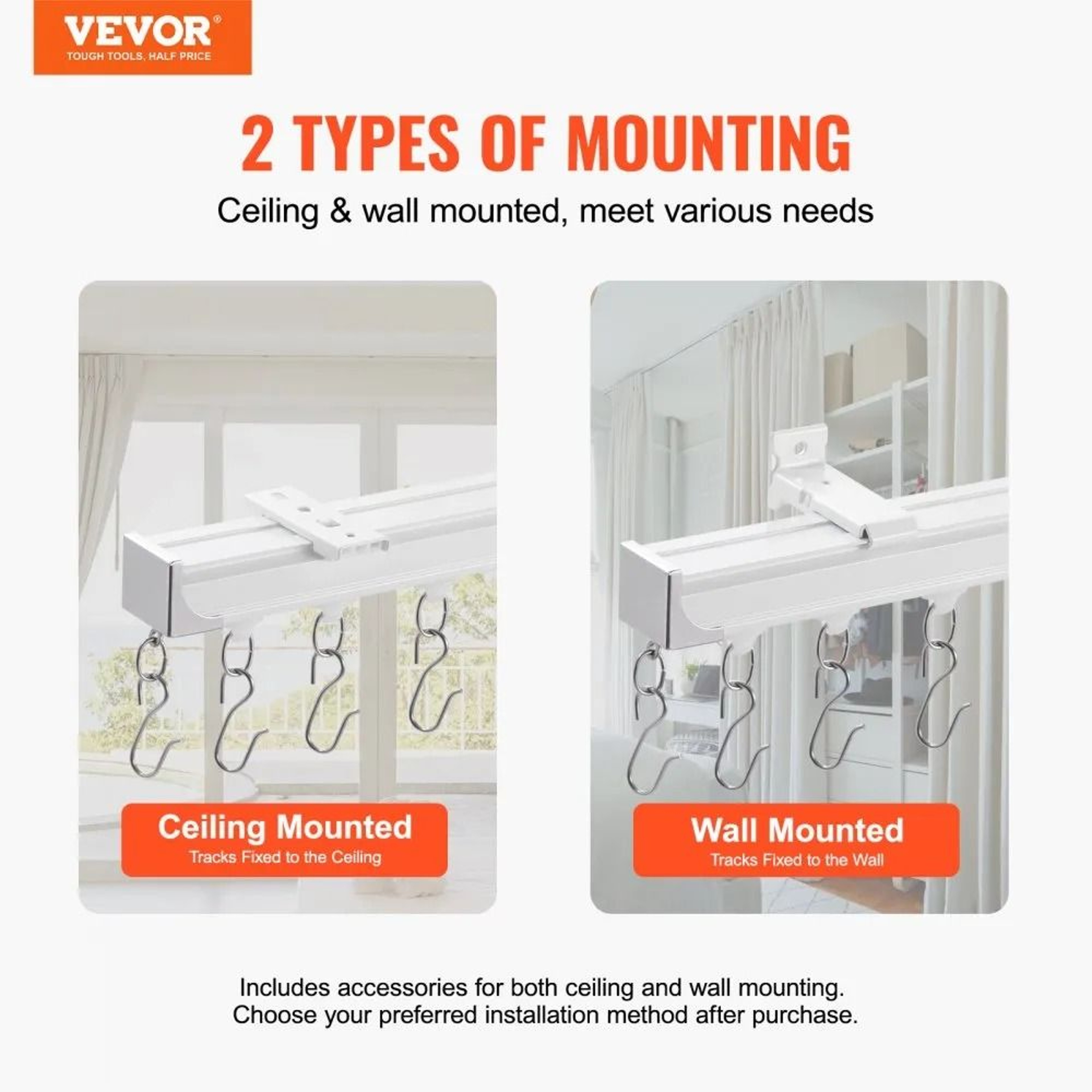 Ceiling Curtain Track Set 118 FT Aluminum Alloy Sliding Curtain Track System 4