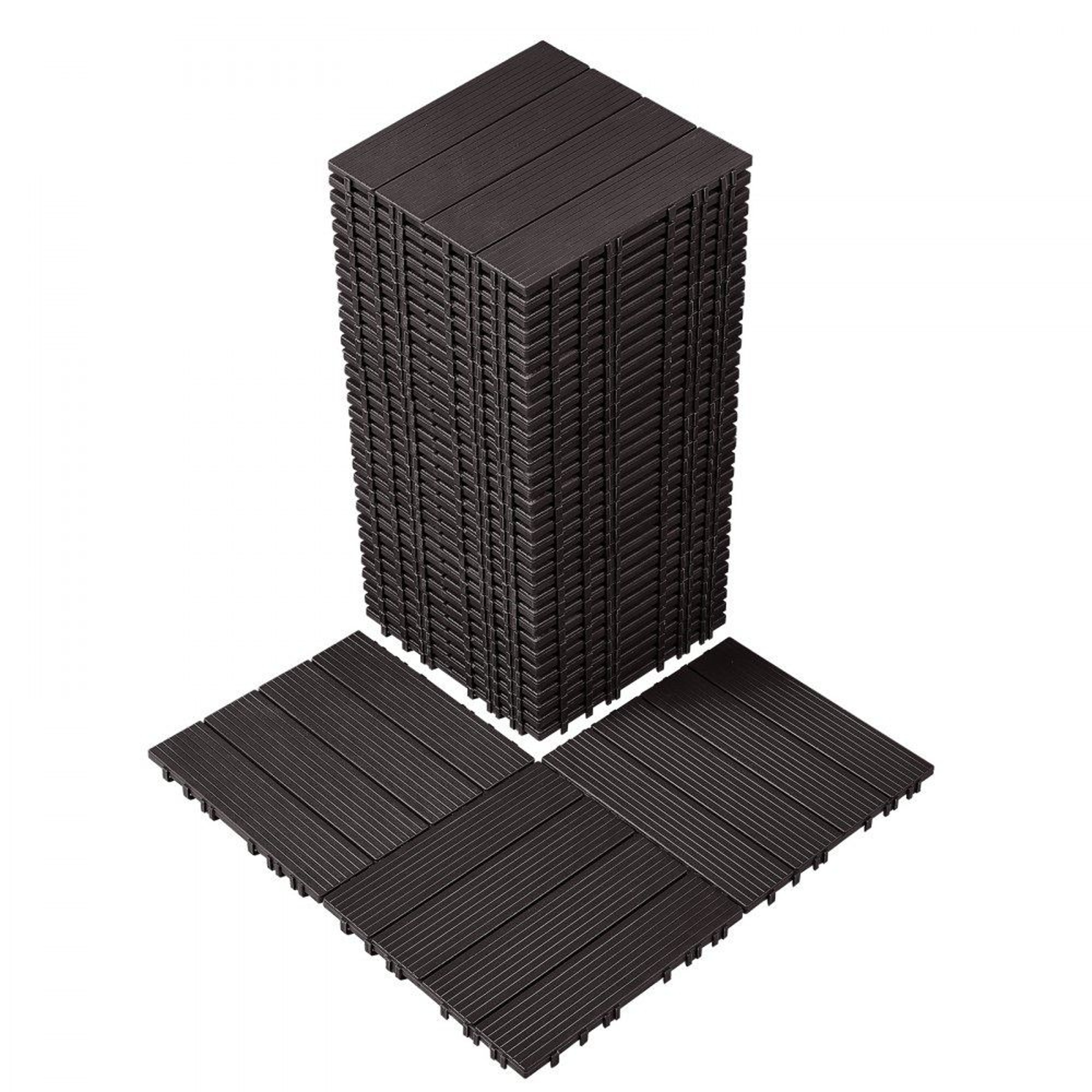 Interlocking Deck Tiles 36 Piece Waterproof PP Outdoor Flooring Dark Brown 0