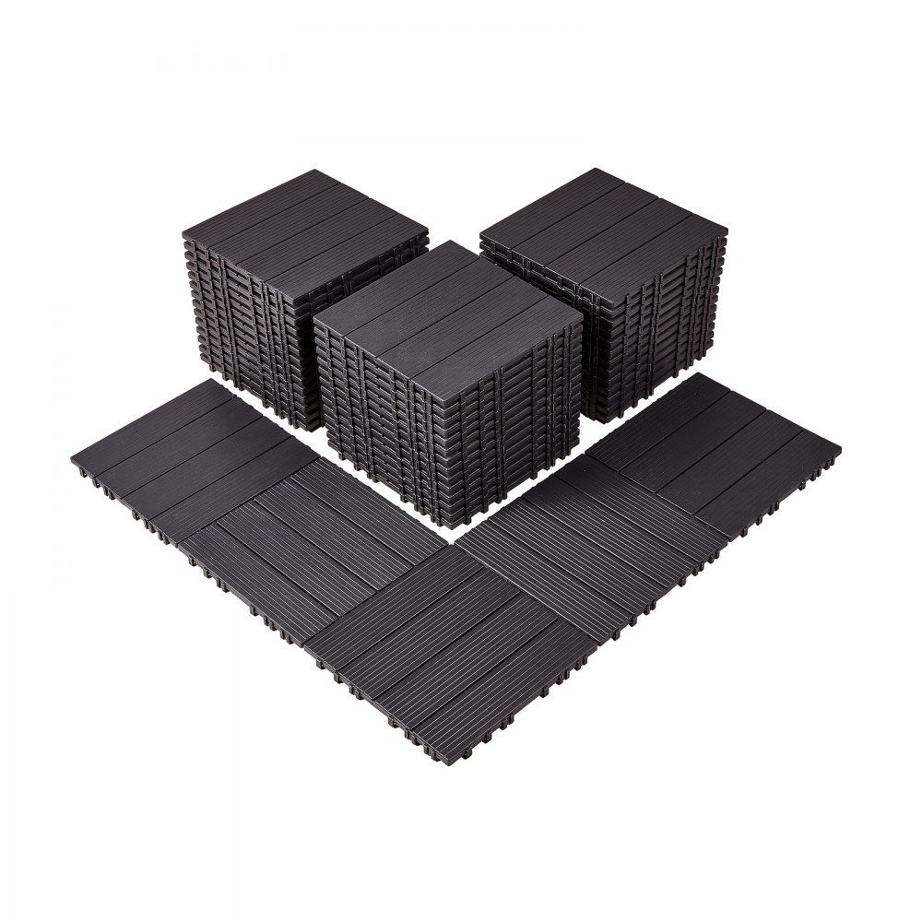 54 Piece Interlocking Deck Tiles Waterproof PP Outdoor Flooring Dark Brown 0