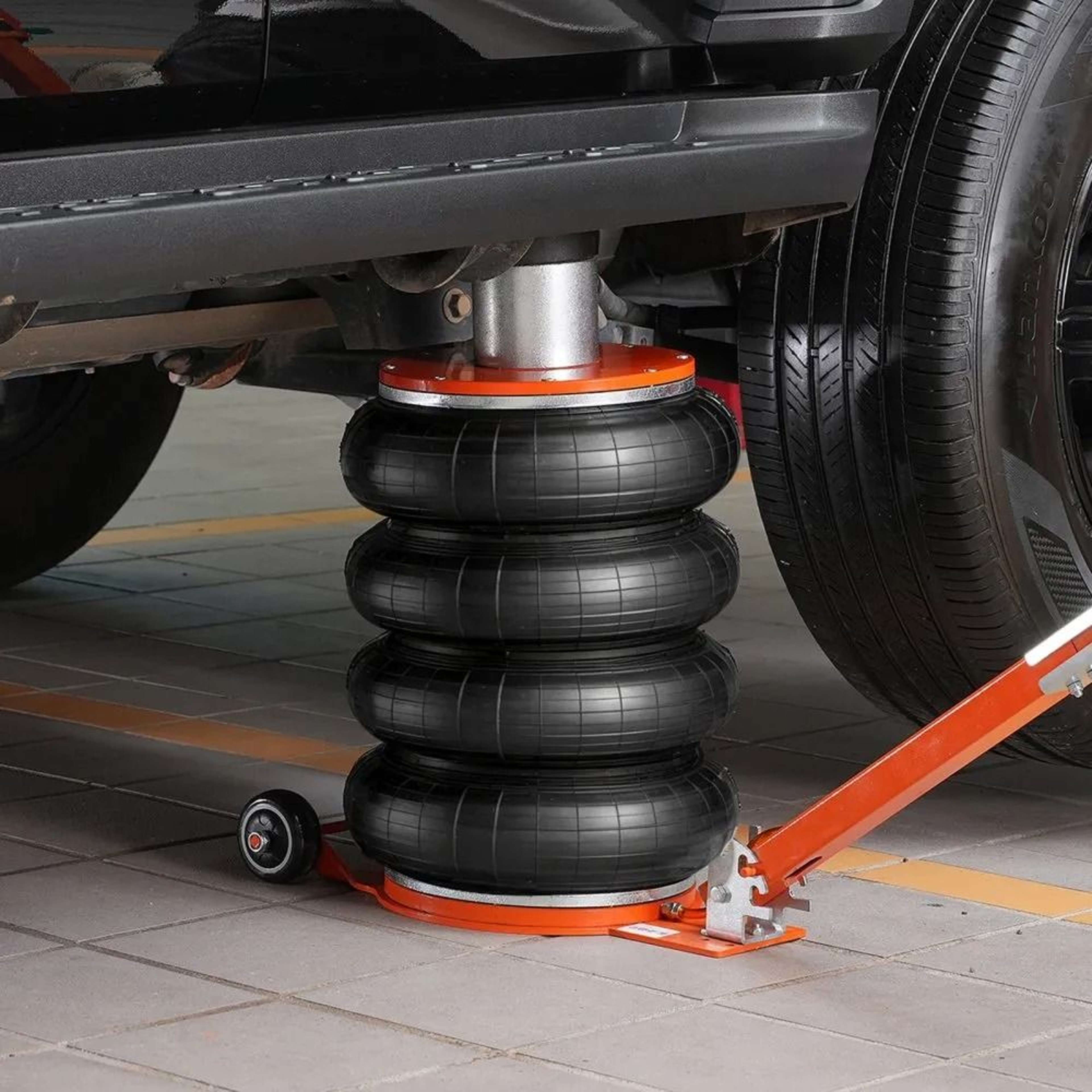 6 Ton Pneumatic Air Jack With Adjustable Handle Heightened Column And Rubber Pad 6