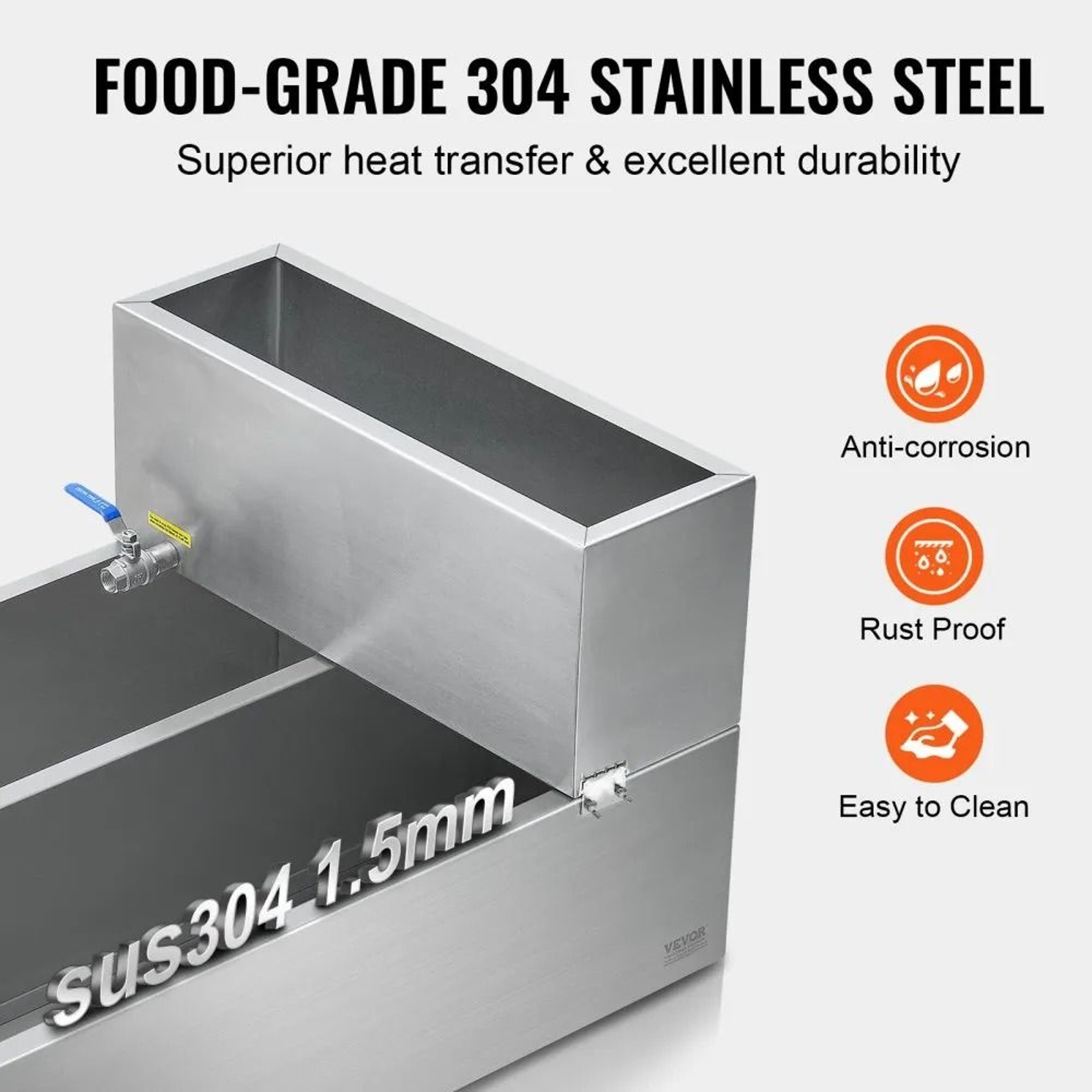 47 Gallon Maple Syrup Evaporator Pan 304 Stainless Steel With Thermometer And Dual Valves 5