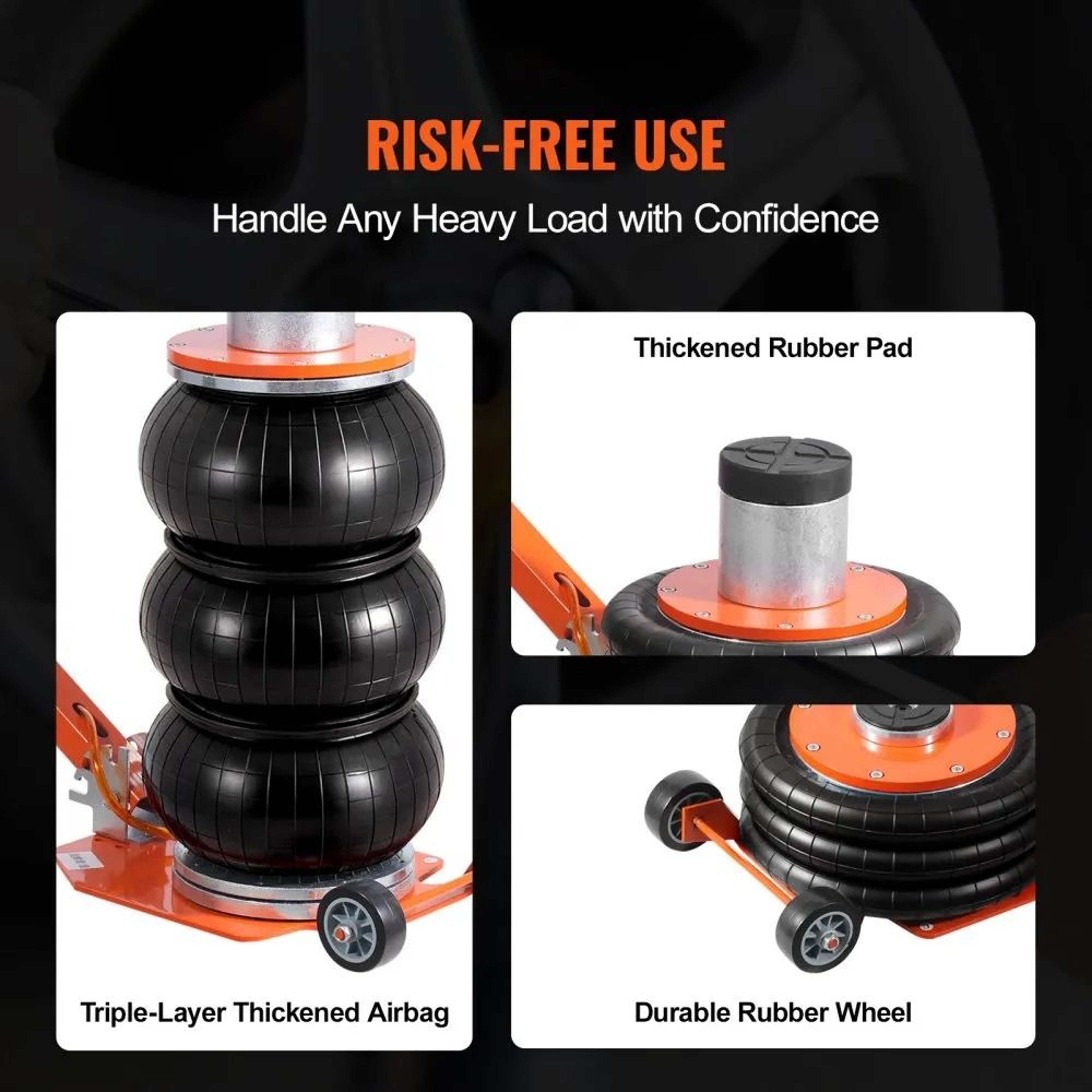 3 Ton Pneumatic Air Jack With Heightened Column Adjustable Handle And Rubber Pad 4