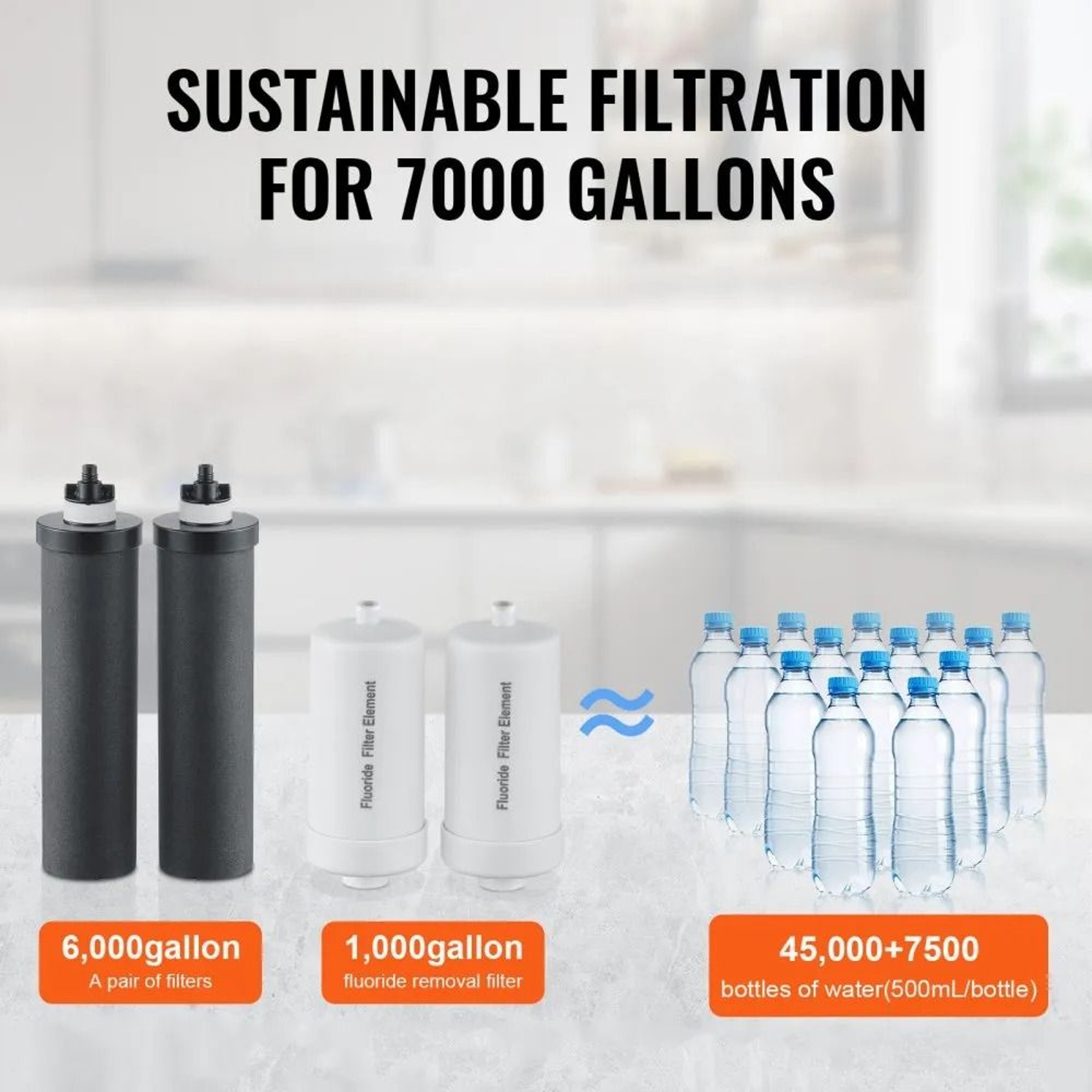 Gravity Water Filter Replacement Set With Activated Carbon And Fluoride Filters 3