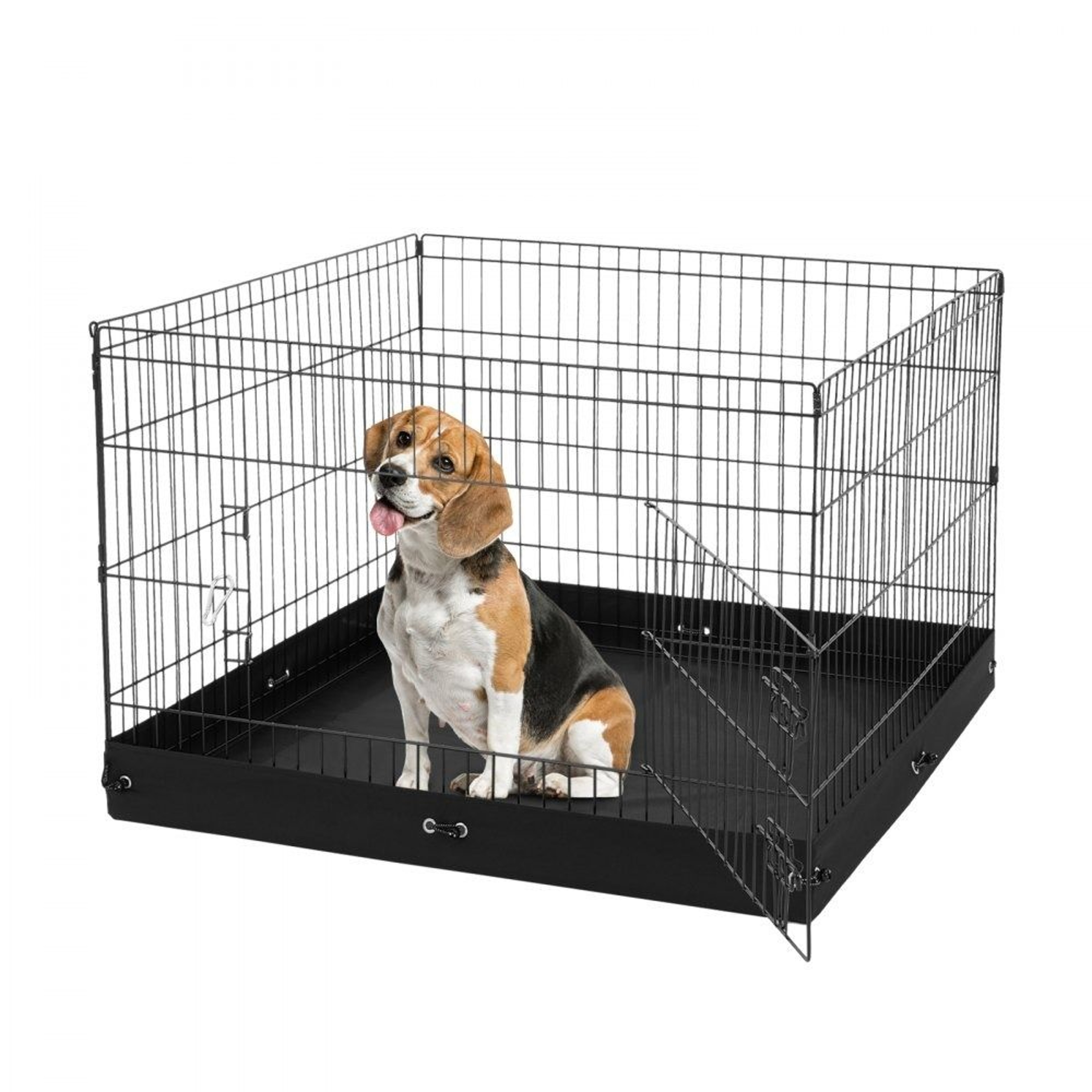 Foldable Metal Dog Playpen With 600D Oxford Fabric Bottom Pad 24 X 36 X 36 In 0