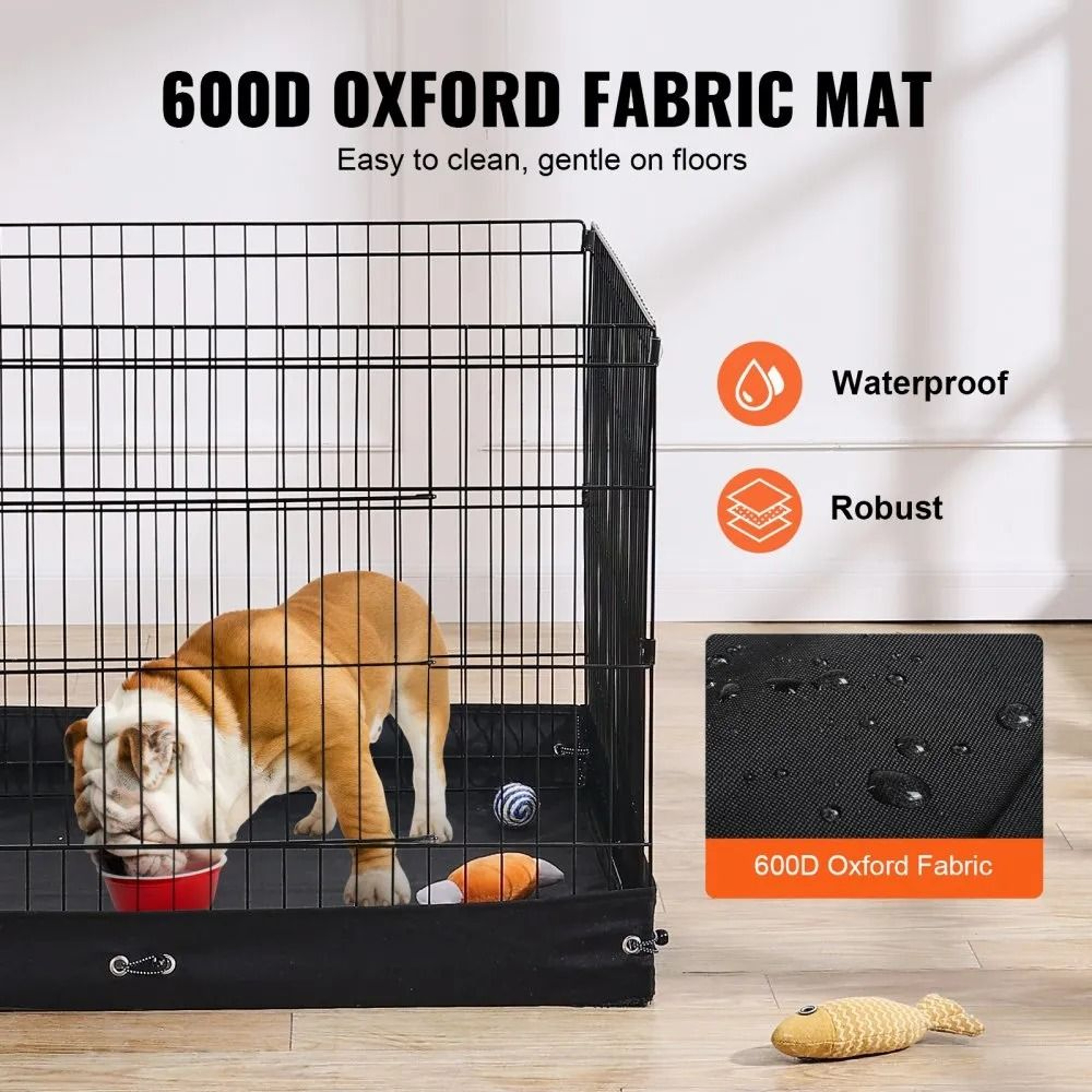Foldable Metal Dog Playpen With 600D Oxford Fabric Bottom Pad 24 X 36 X 36 In 5