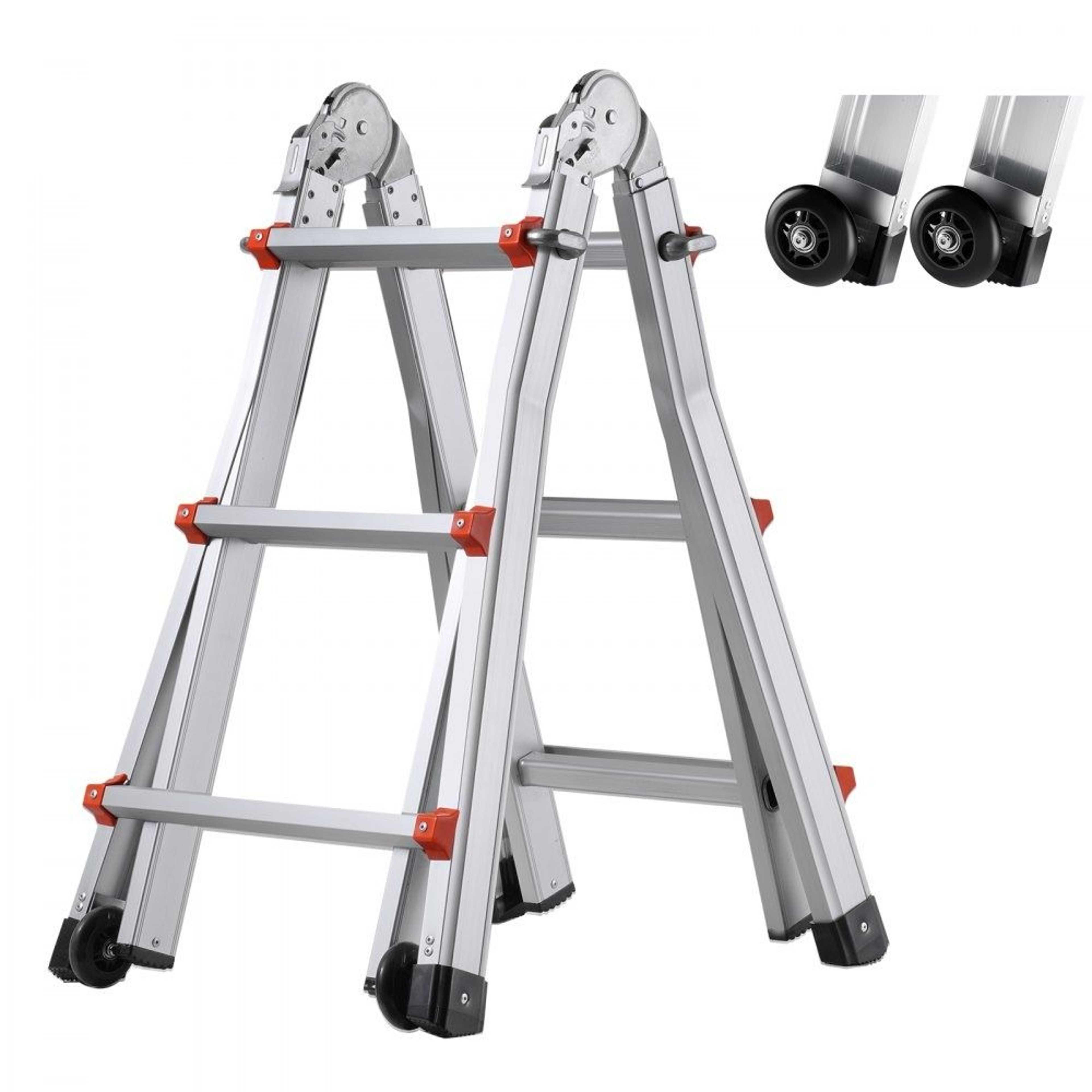 Telescoping A Frame Ladder 95 FT Aluminum Extension Ladder 330 Lb Load 0