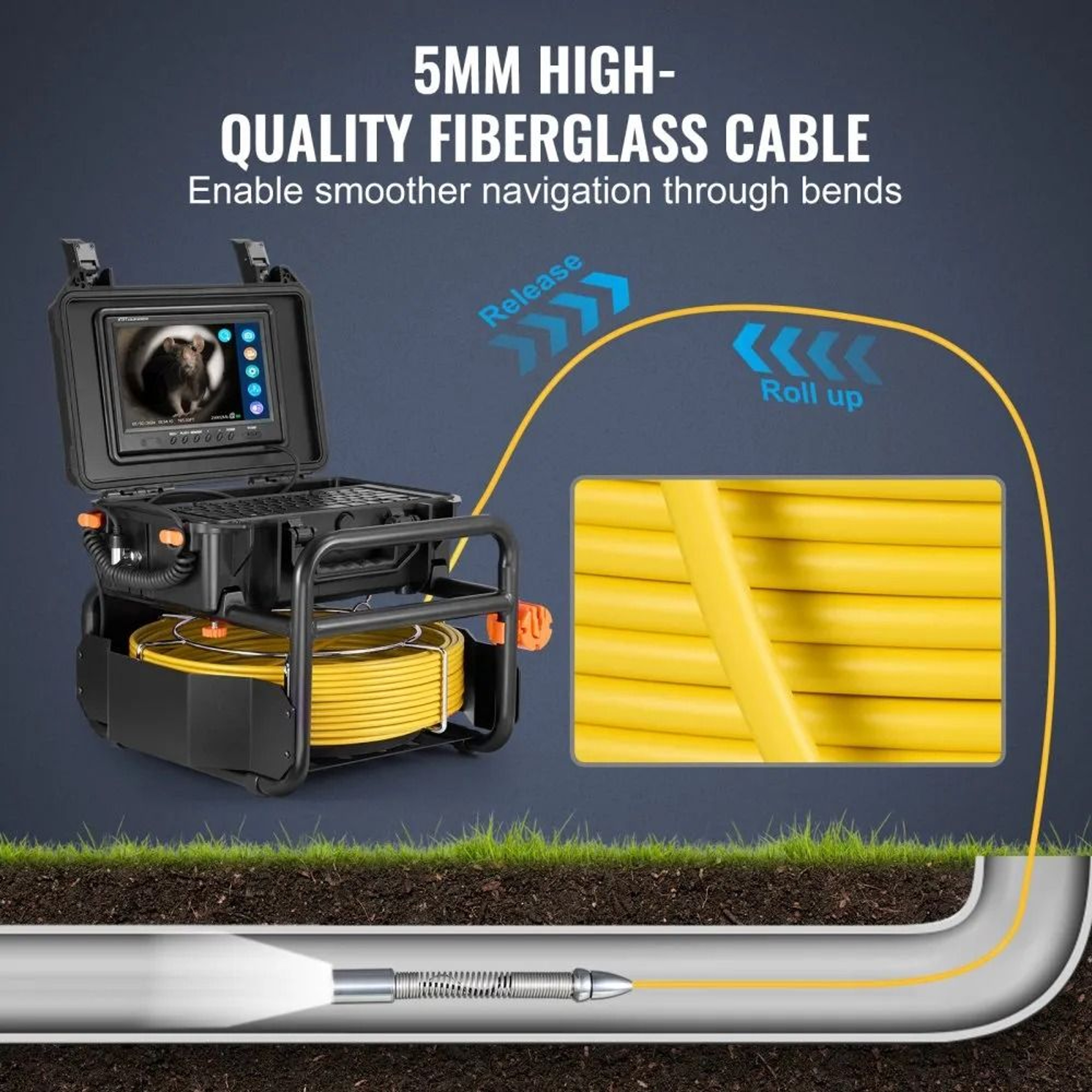 Sewer Camera 230 Ft Self Leveling Drain Camera With 512Hz Transmitter 1080P HD Screen 2
