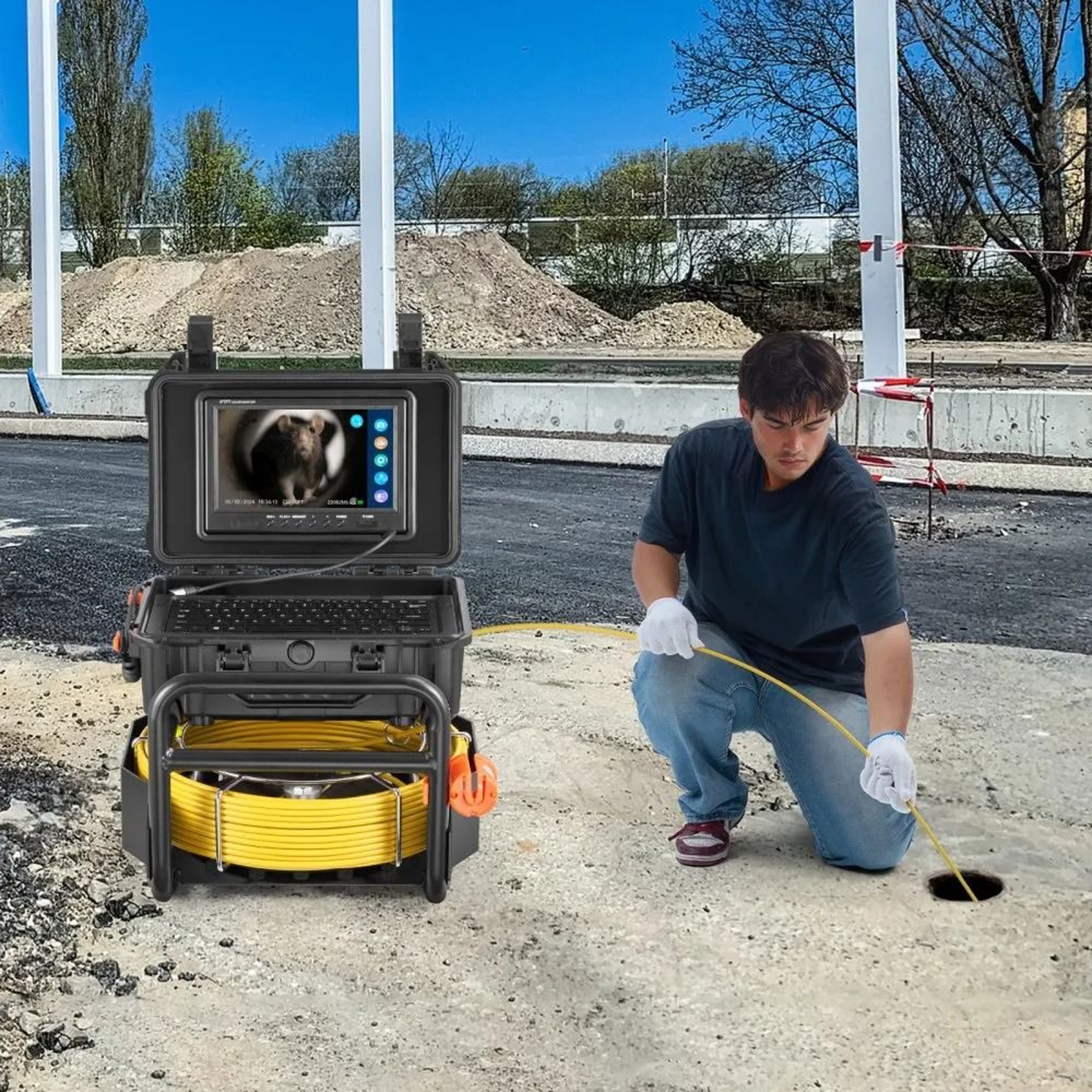 Sewer Camera 230 Ft Self Leveling Drain Camera With 512Hz Transmitter 1080P HD Screen 6