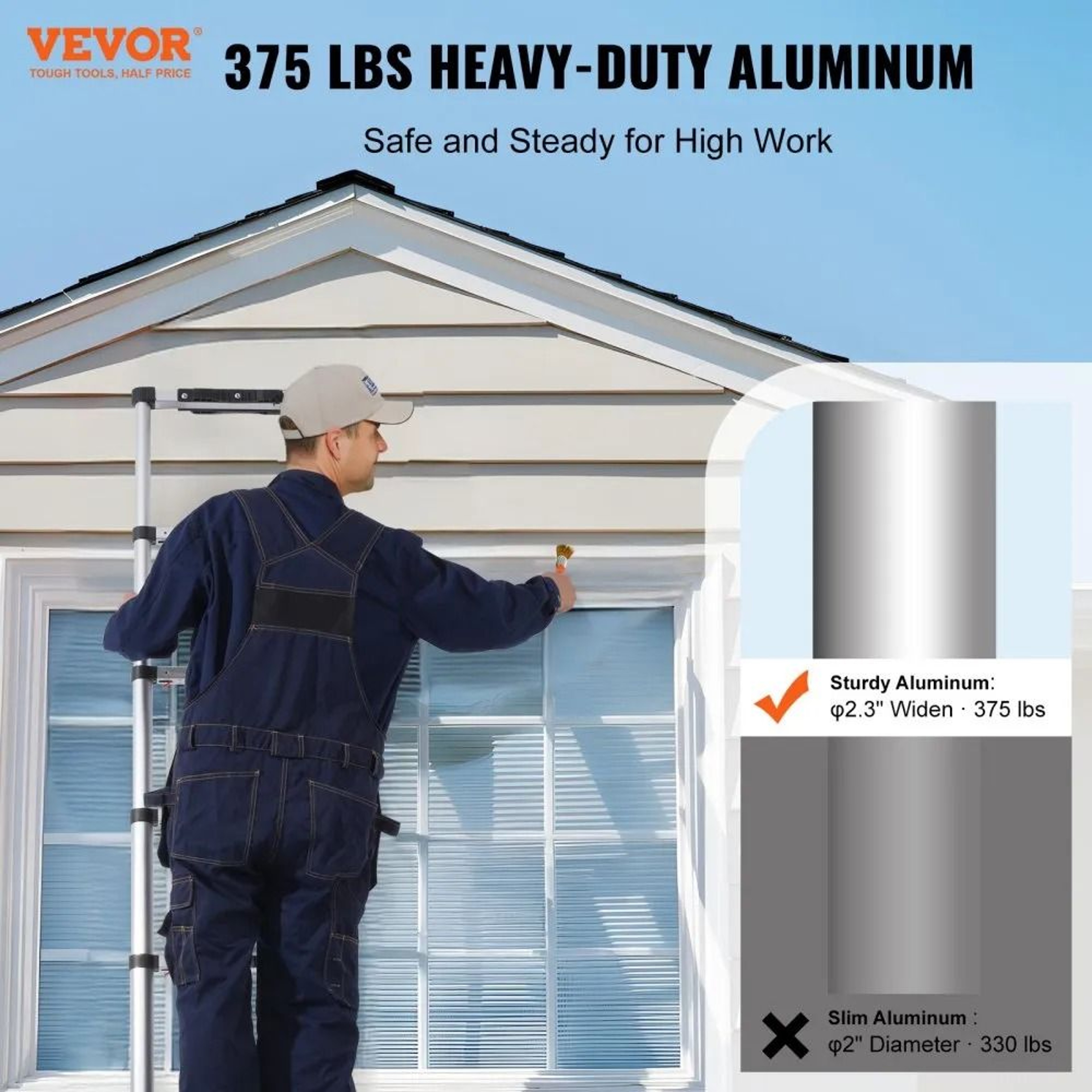 Telescoping Ladder 85FT Aluminum Collapsible Extension Ladder 375 LBS Capacity 1