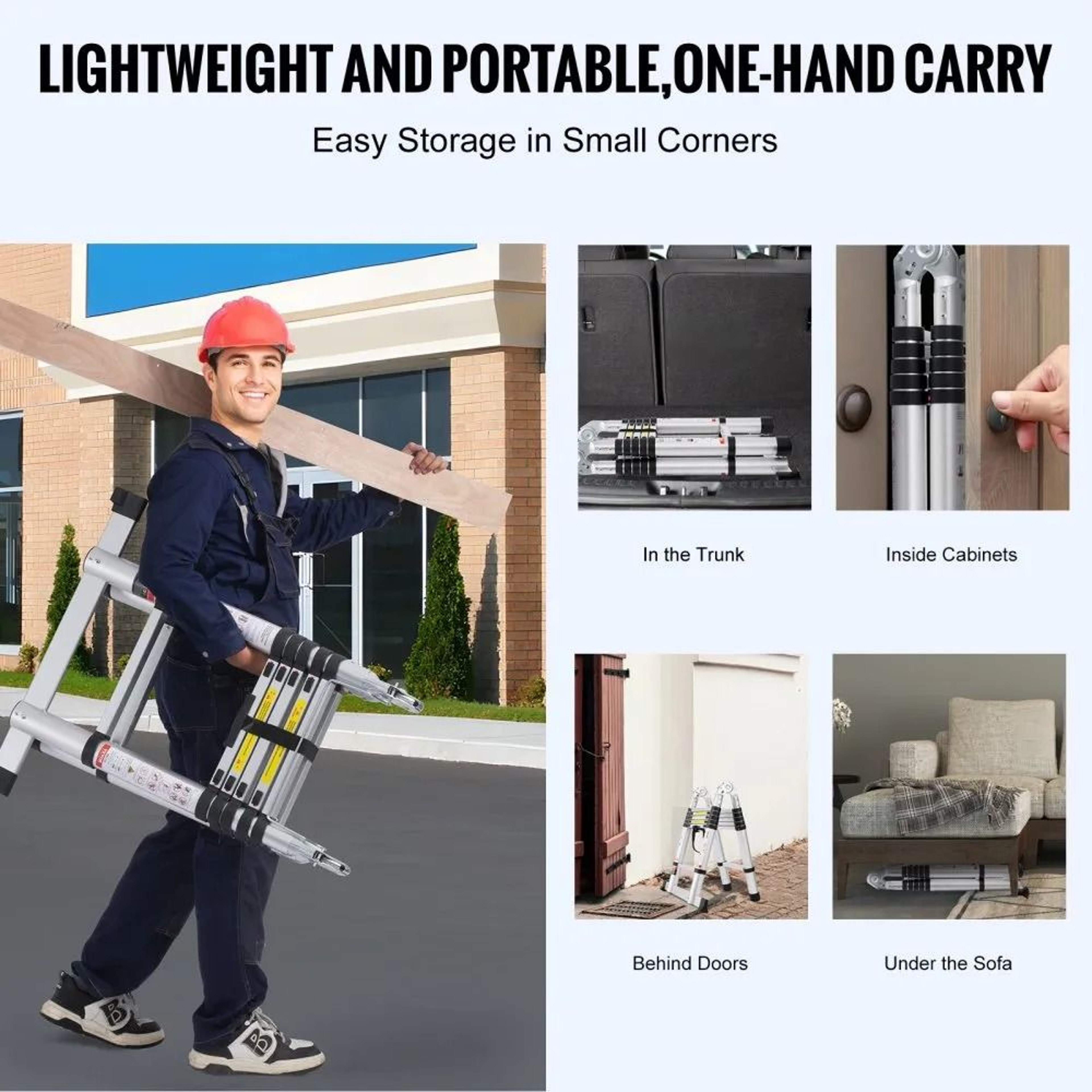 125 Ft Telescoping Ladder Lightweight Aluminum MultiButton Retraction Collapsible Extension Ladder 2