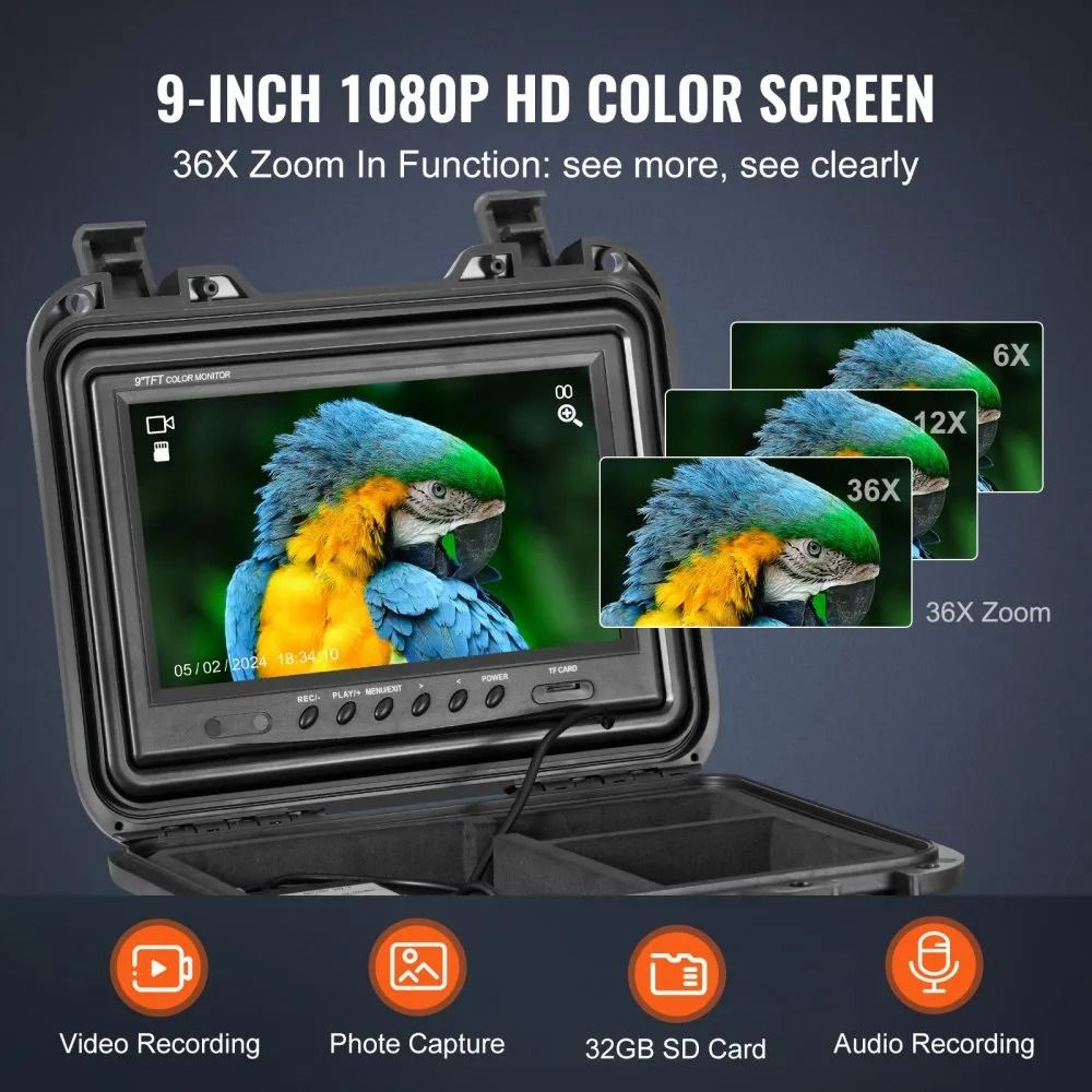 98 Ft SelfLeveling Sewer Camera With 9 Inch 1080P Screen And 32GB Card 3
