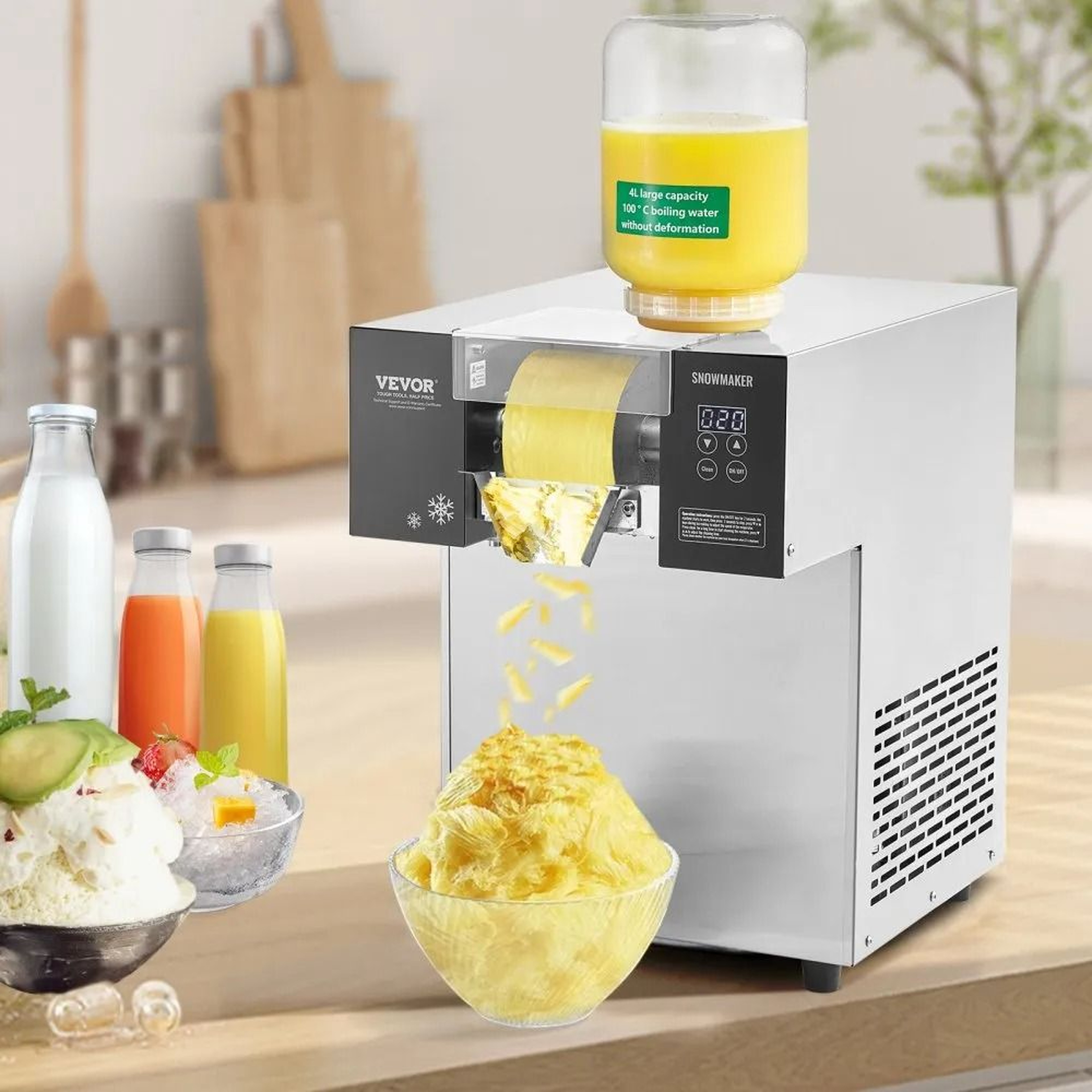 Commercial Snowflake Ice Machine 397LBS 24H Air Cooled Electric Snow Cone Maker 6