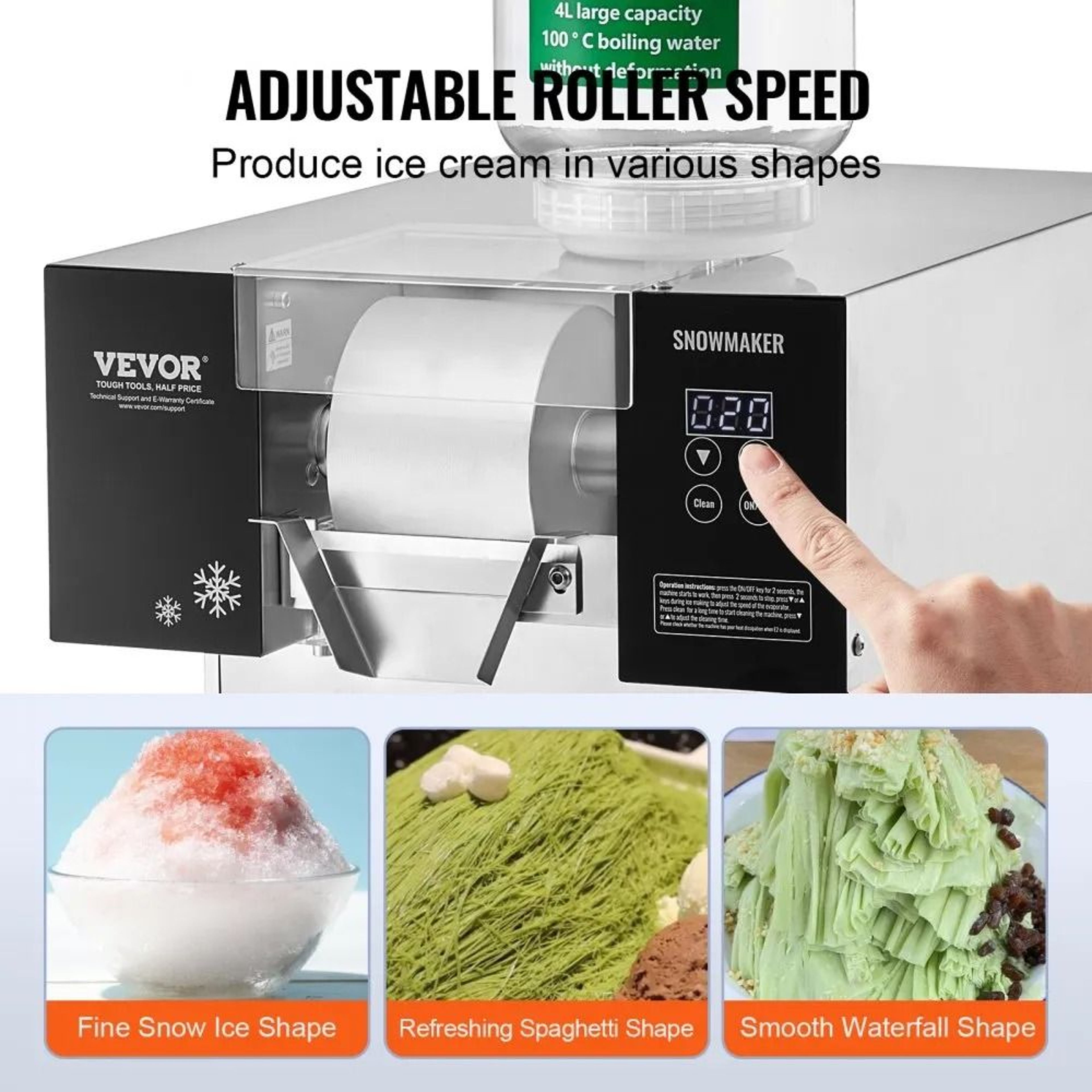 Commercial Snowflake Ice Machine 397LBS 24H Air Cooled Electric Snow Cone Maker 4