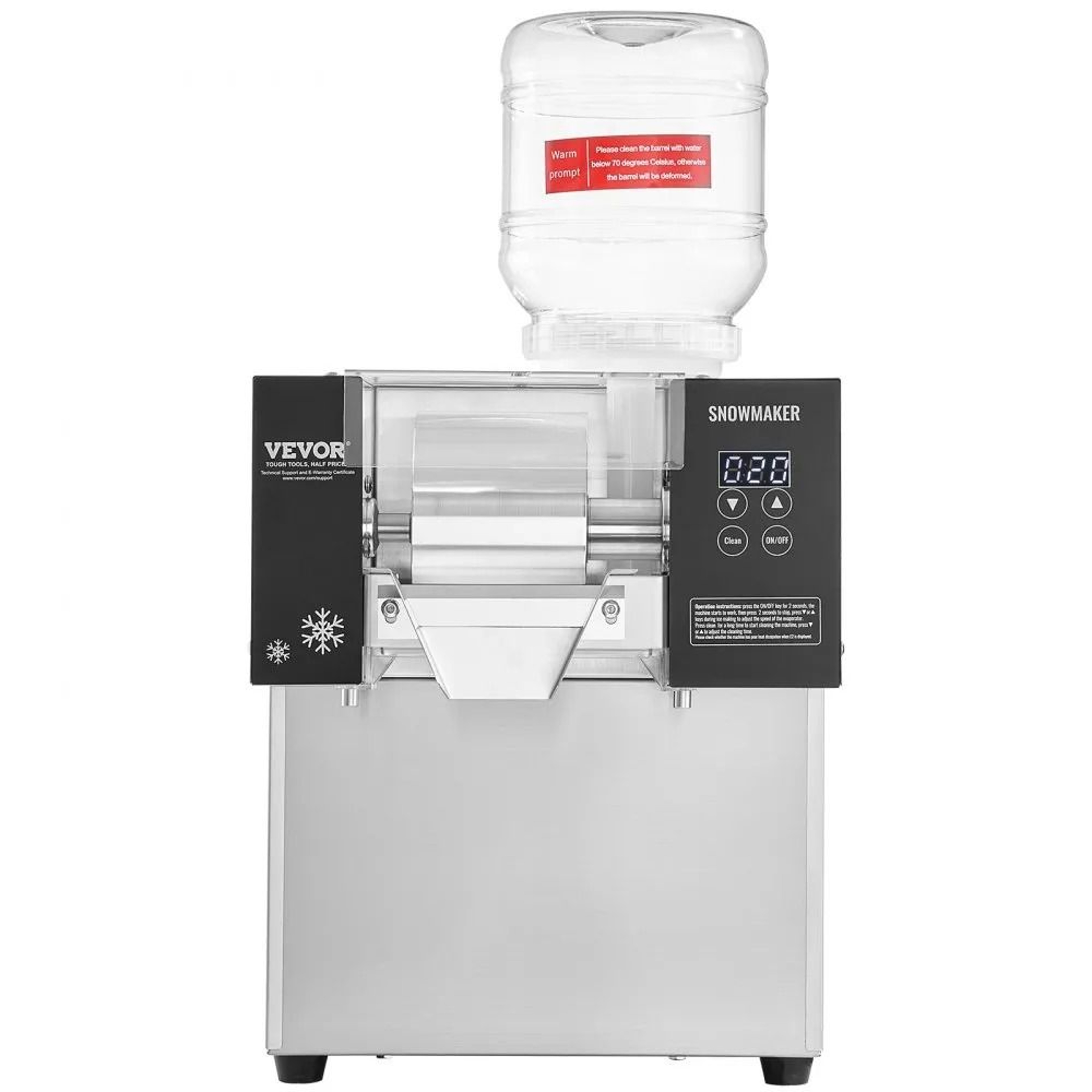 Commercial Snowflake Ice Machine 375LBS 24H Stainless Steel Electric Snow Cone Maker 0