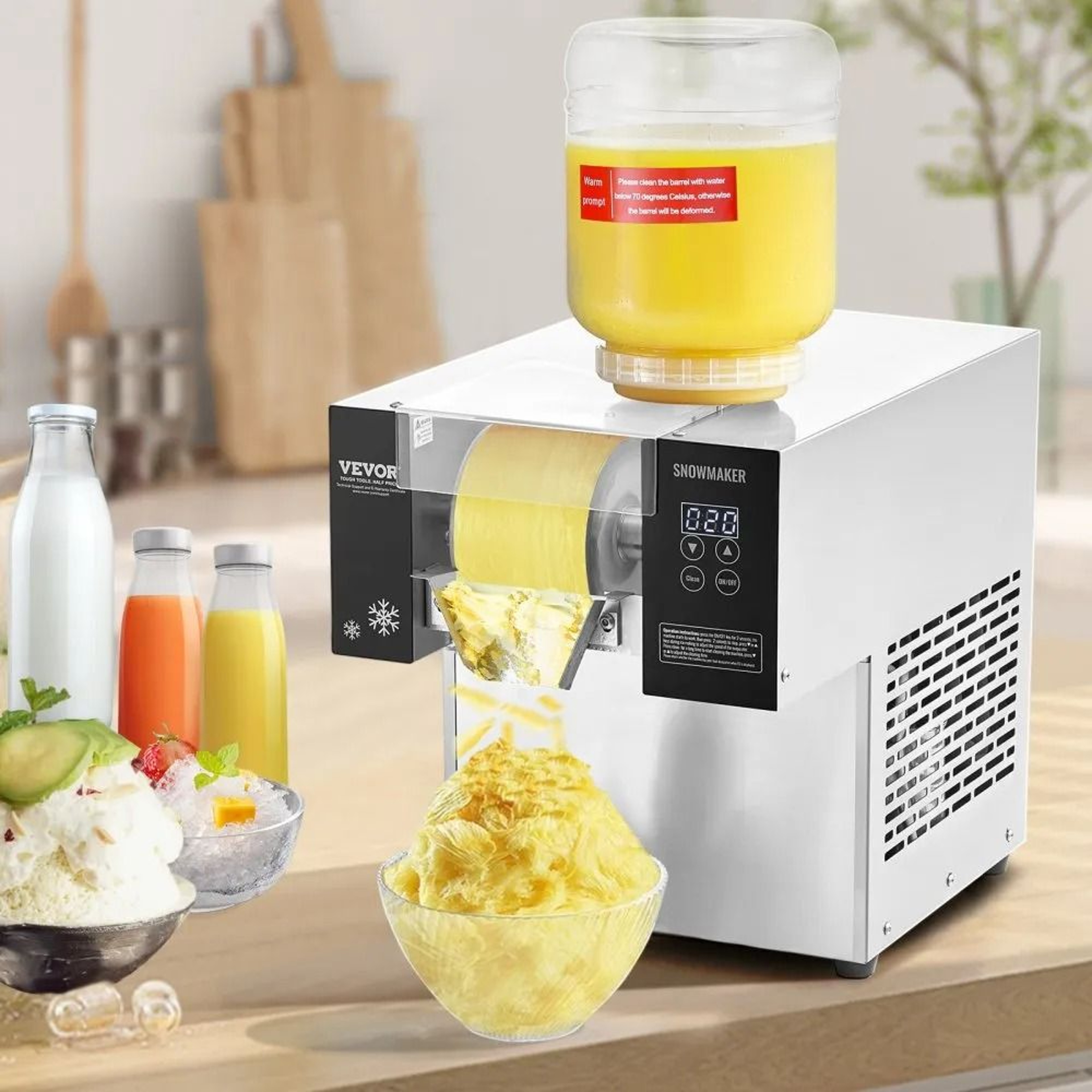 Commercial Snowflake Ice Machine 375LBS 24H Stainless Steel Electric Snow Cone Maker 5