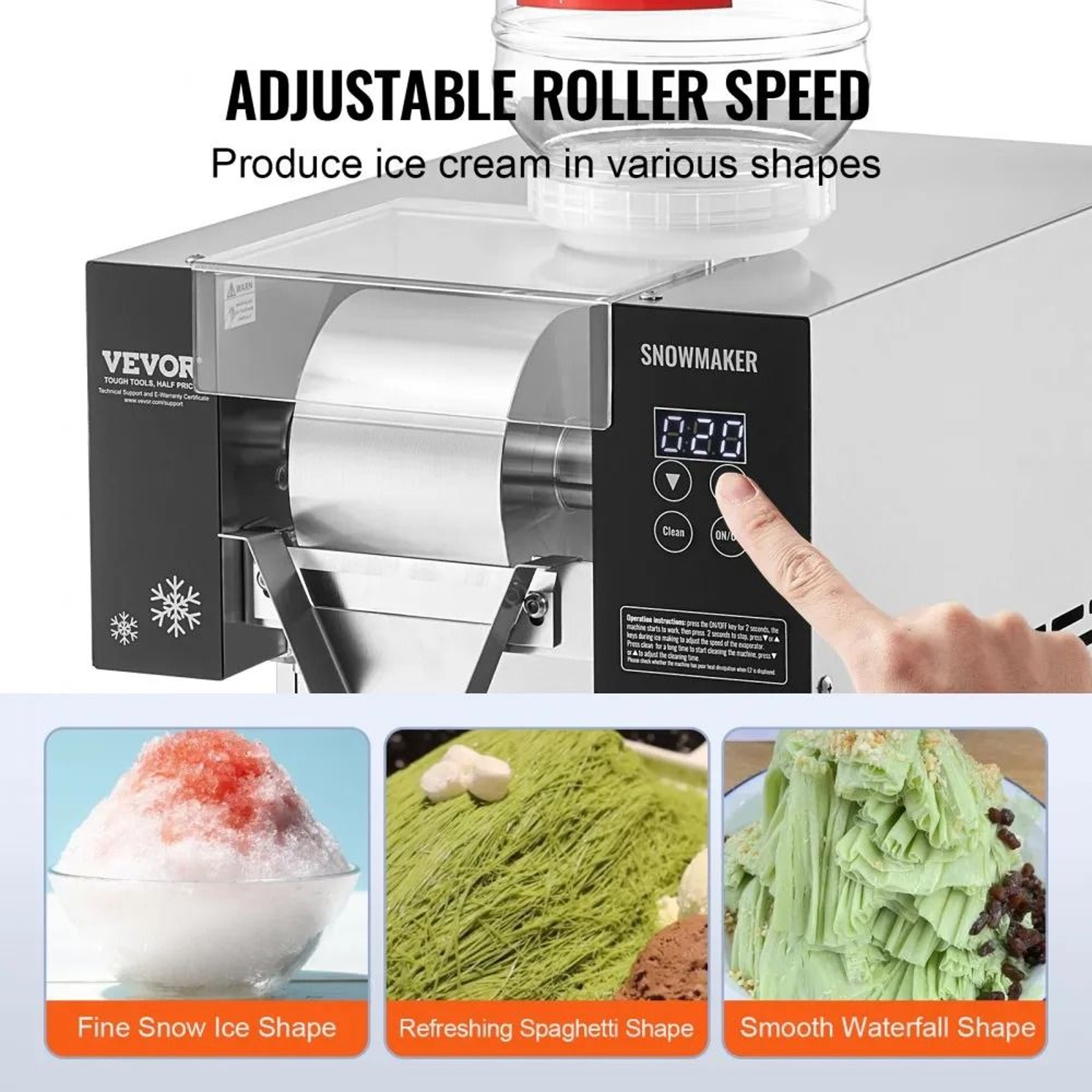 Commercial Snowflake Ice Machine 375LBS 24H Stainless Steel Electric Snow Cone Maker 4