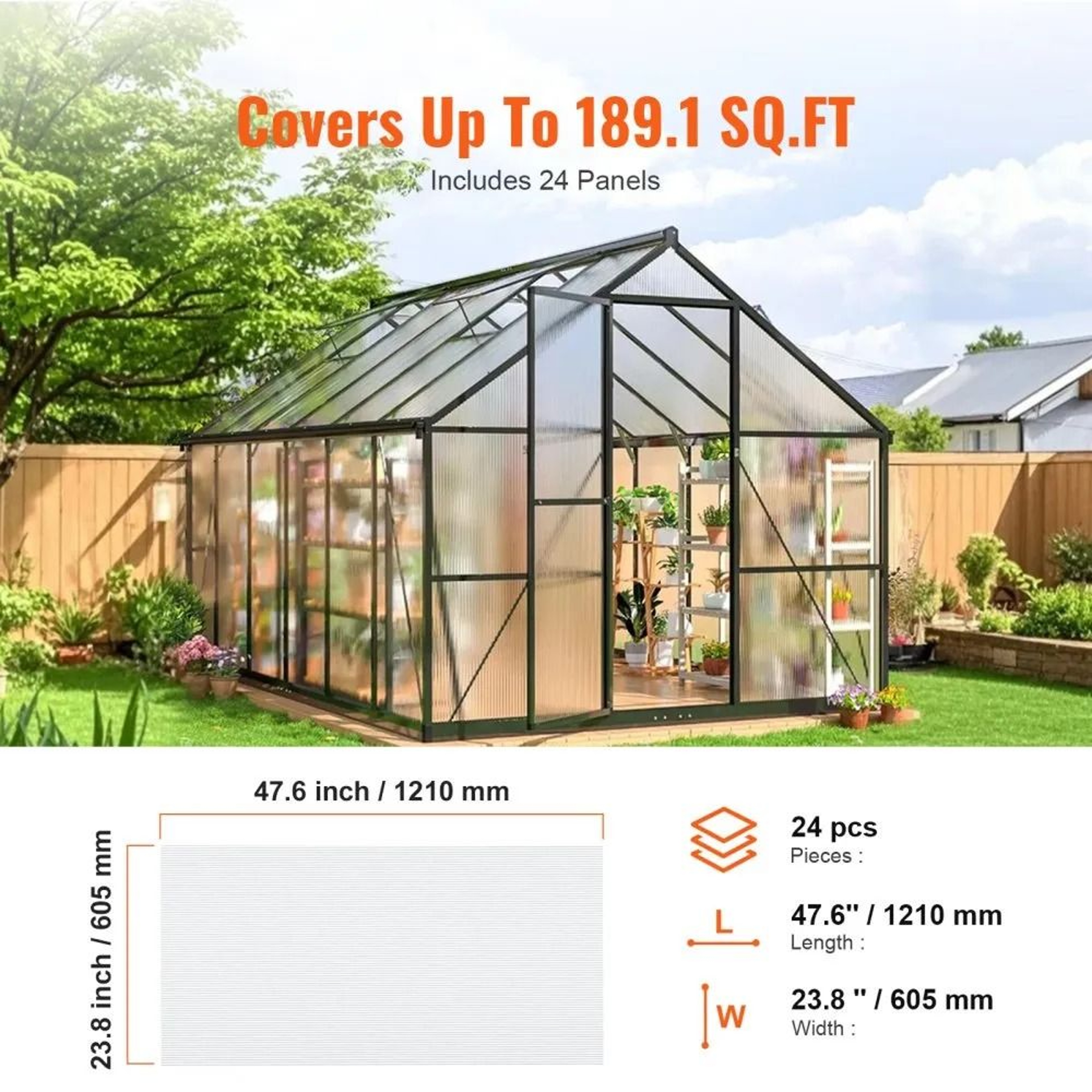 24 Pack Clear Polycarbonate Greenhouse Panels 2 X 4 Ft UV Protected Roofing Sheets 5