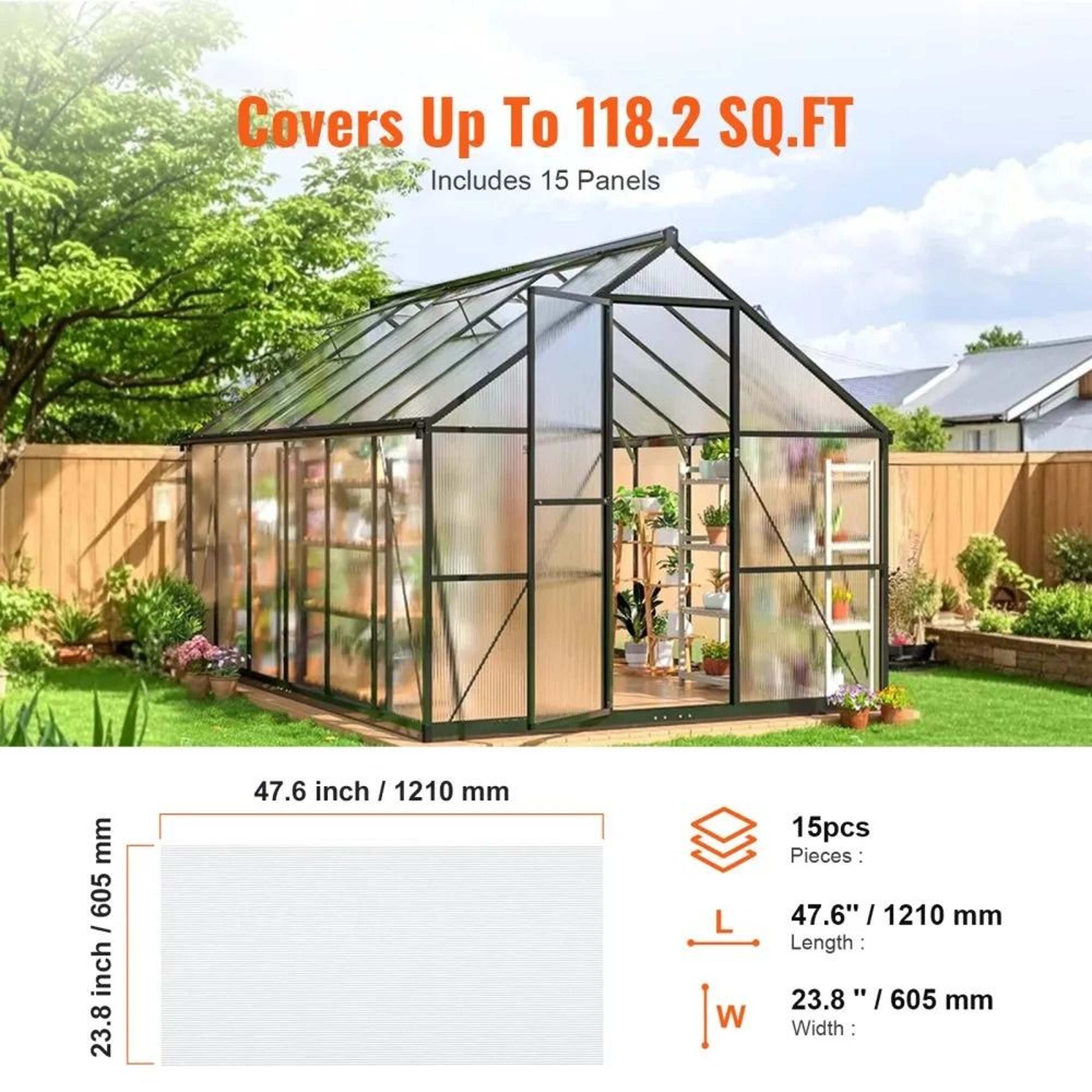15 Pack Clear Polycarbonate Greenhouse Panels 2 X 4 Ft Impact Resistant Roofing Sheets 5