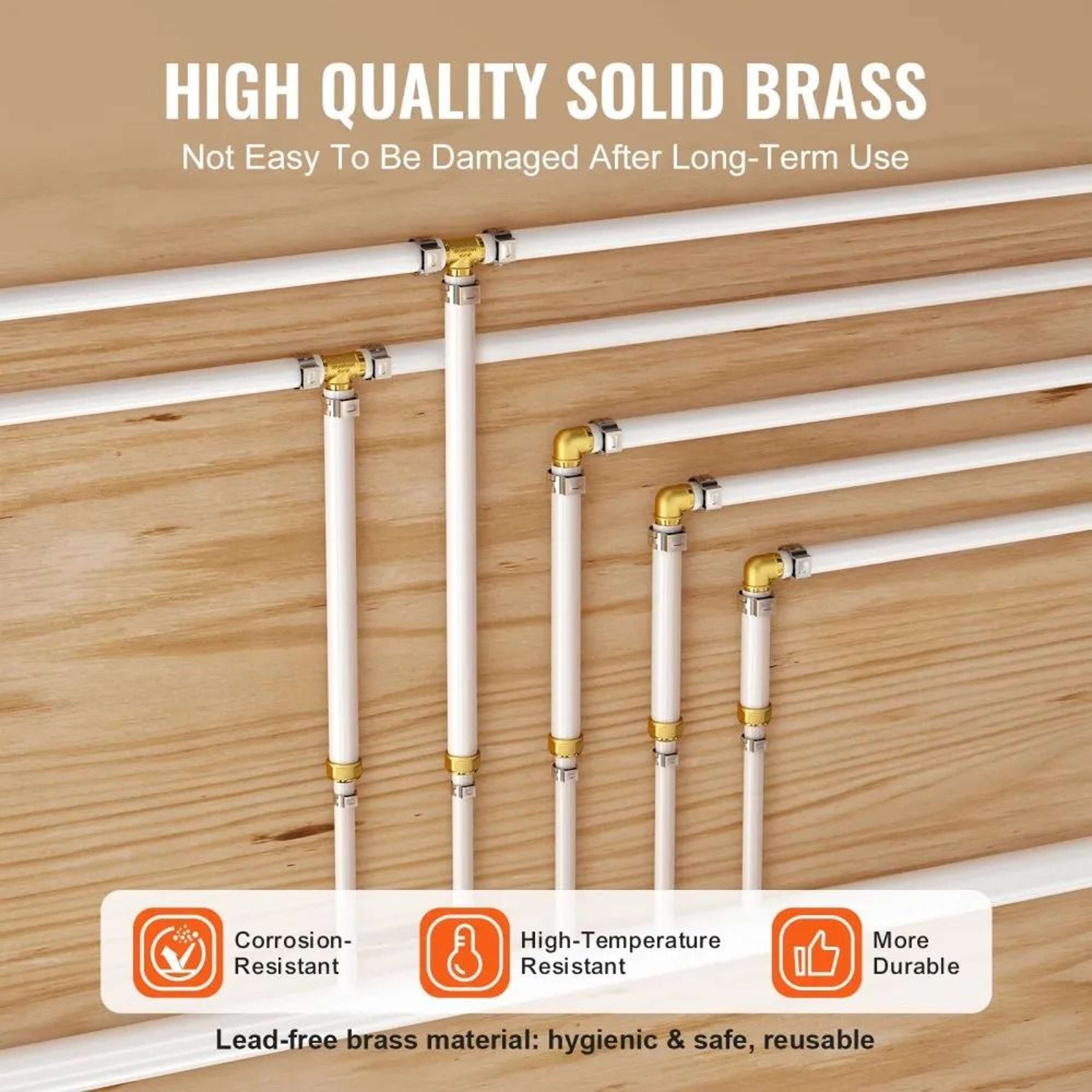 34 Inch Brass PEX Pipe Fittings 12 Pack Clamp Style NPT Female Threaded Connectors 5