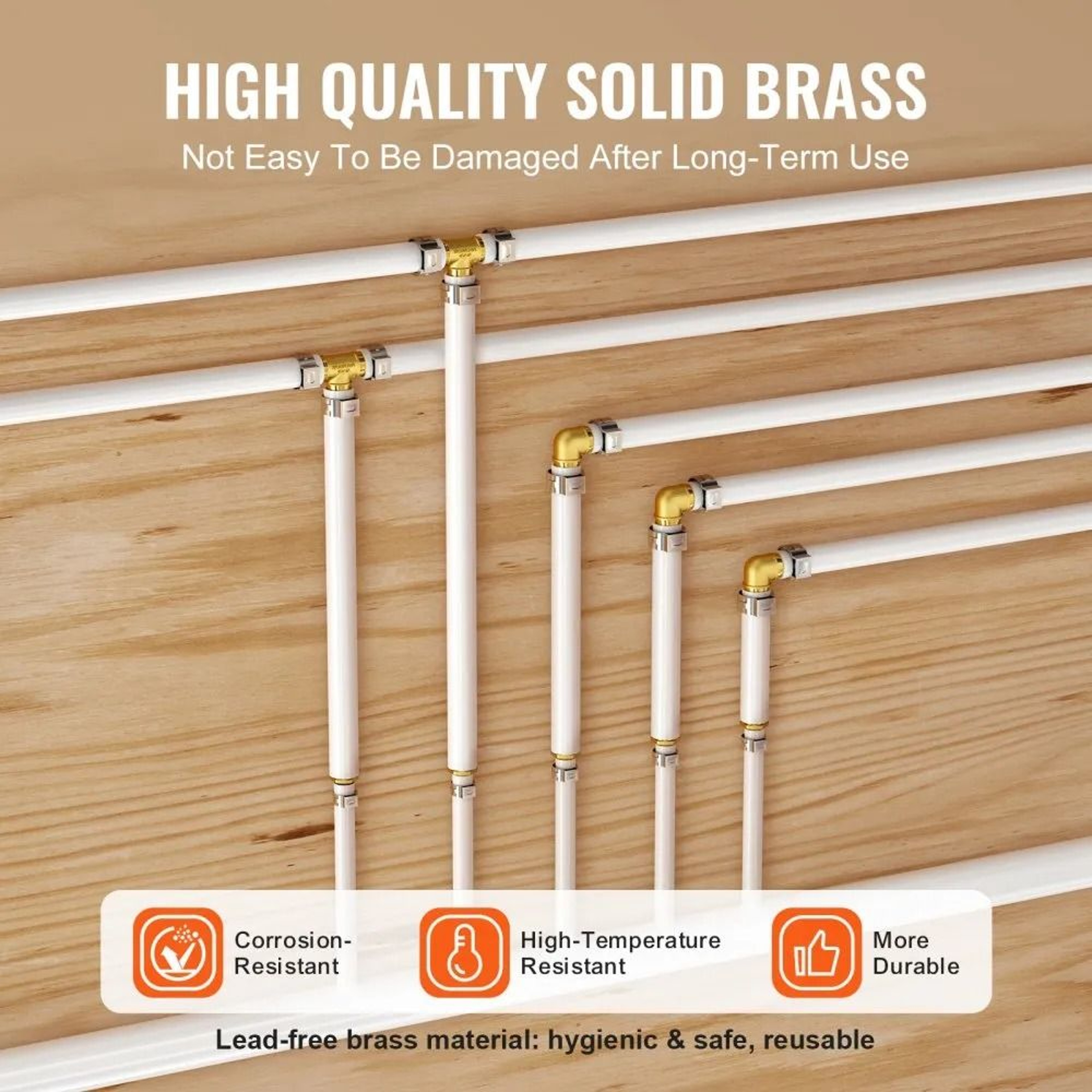 12 Inch Brass Pipe Fittings 25 Pack Clamp Style Male NPT Connector Set For PEX Tubing 4