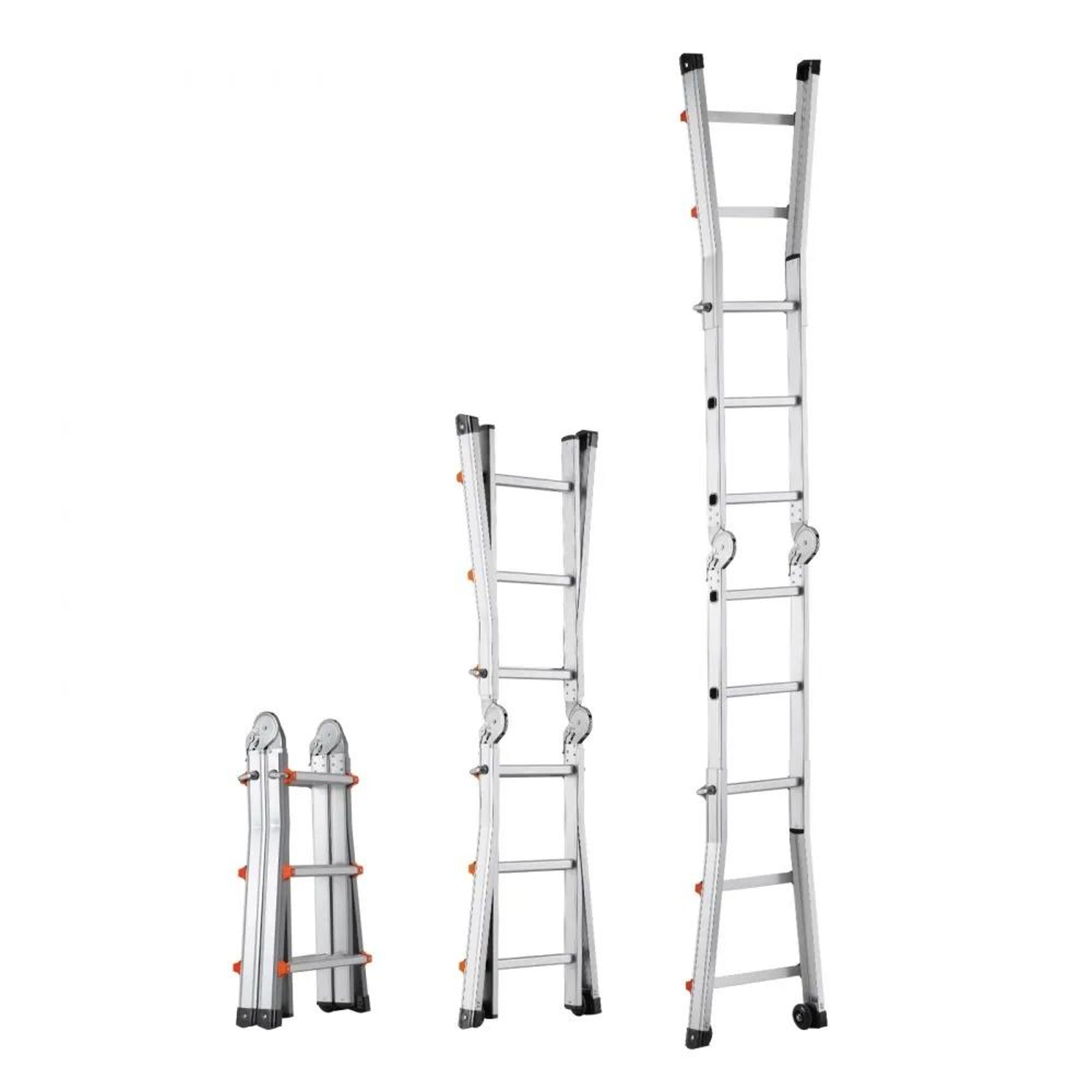 11 FT Telescoping A Frame Ladder Portable Folding Aluminum Extension Ladder With Wheels 330 Lb Capa 7
