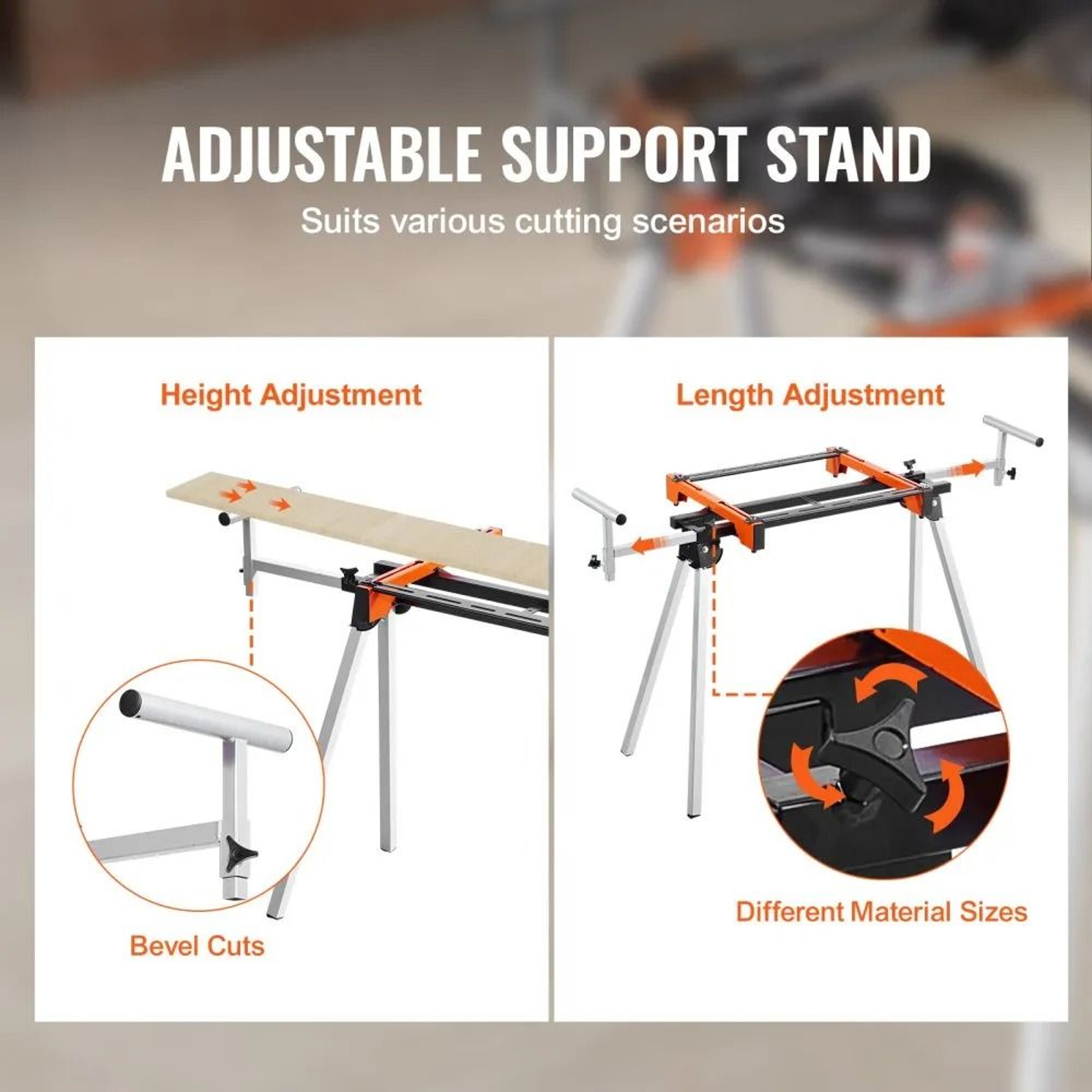 Collapsible Steel Miter Saw Stand With Mounting Brackets 300 Lbs Capacity 5