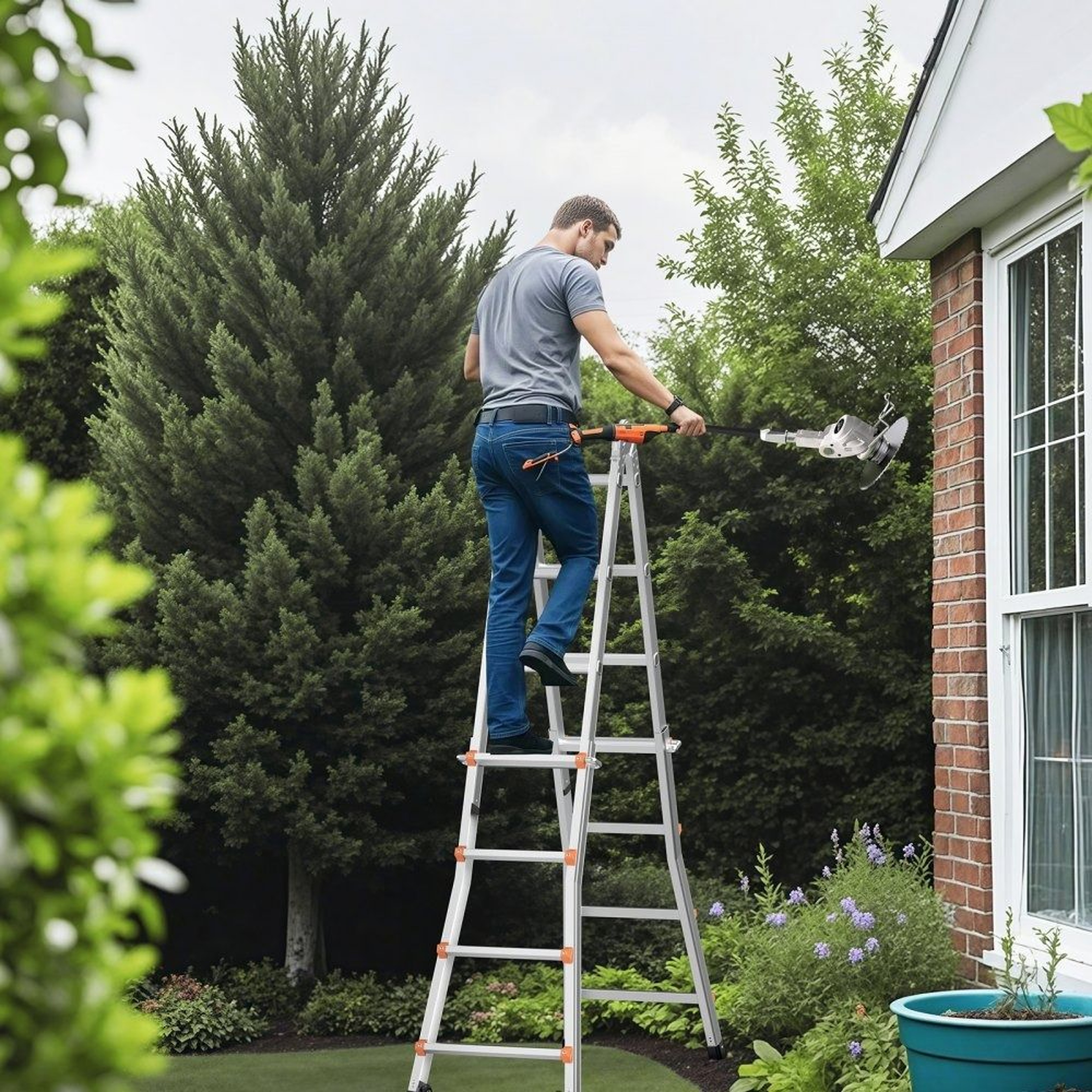 155 FT Telescoping A Frame Ladder Portable Aluminum Extension Ladder 330lb Capacity 6